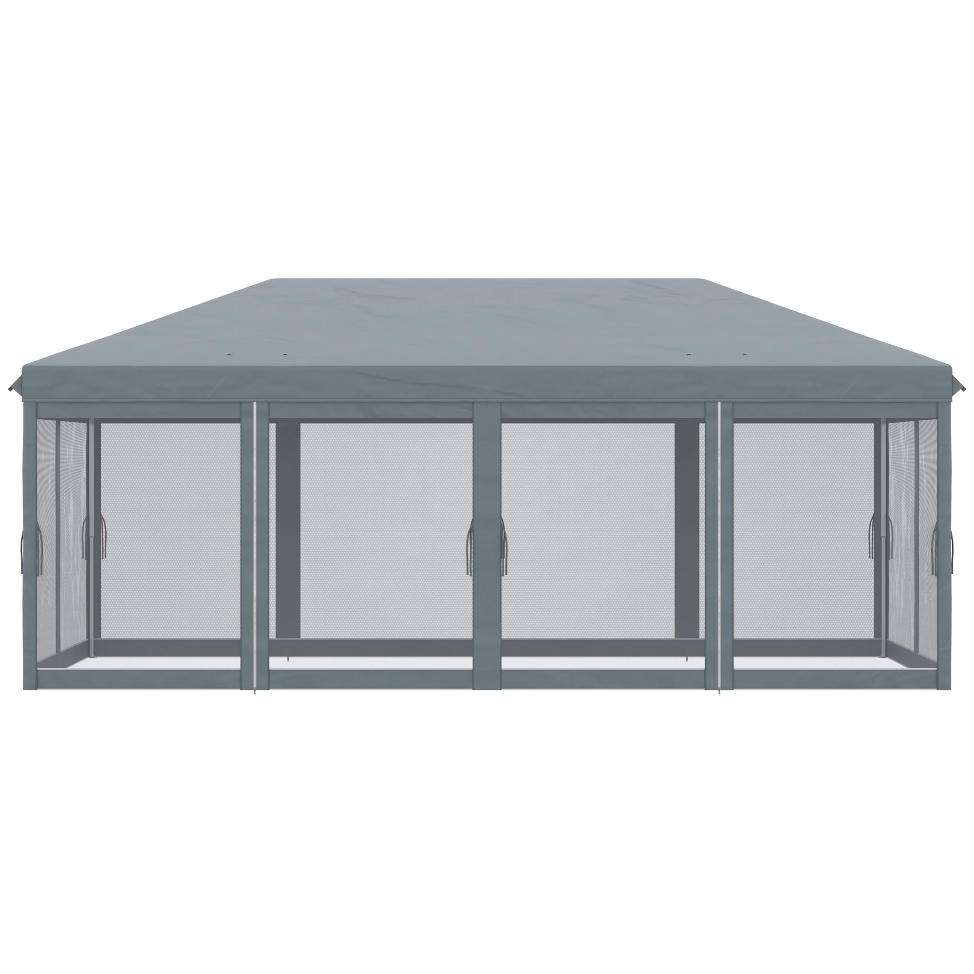 Outsunny 3 x 6m Pop Up Gazebo, Outdoor Canopy Shelter, Marquee Party Wedding Tent with 6 Mesh Walls and Carry Bag, Grey