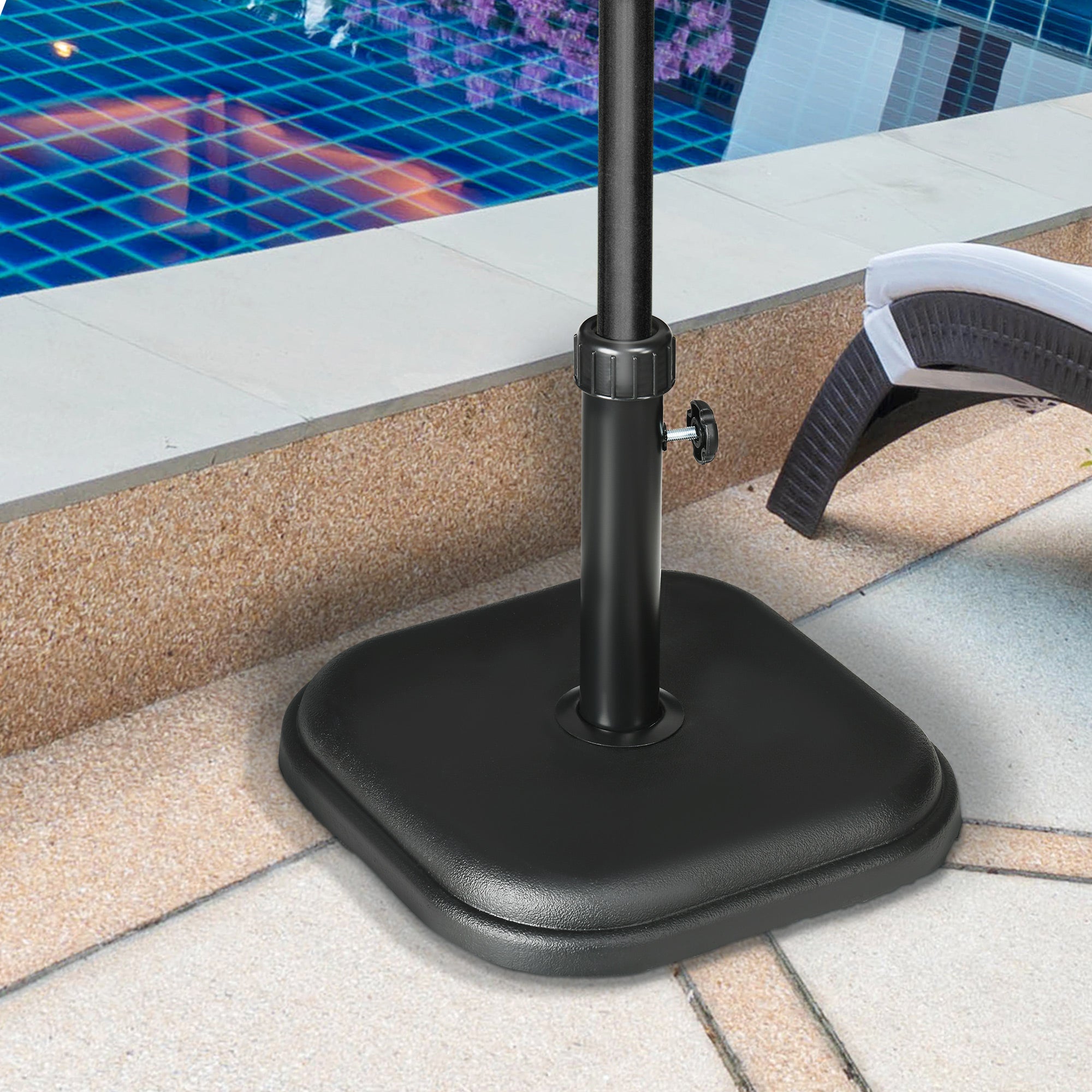 Outsunny 11kg Concrete Garden Parasol Base Holder, Square Outdoor Table Umbrella Stand Weight, Black - North Peak Garden Furniture