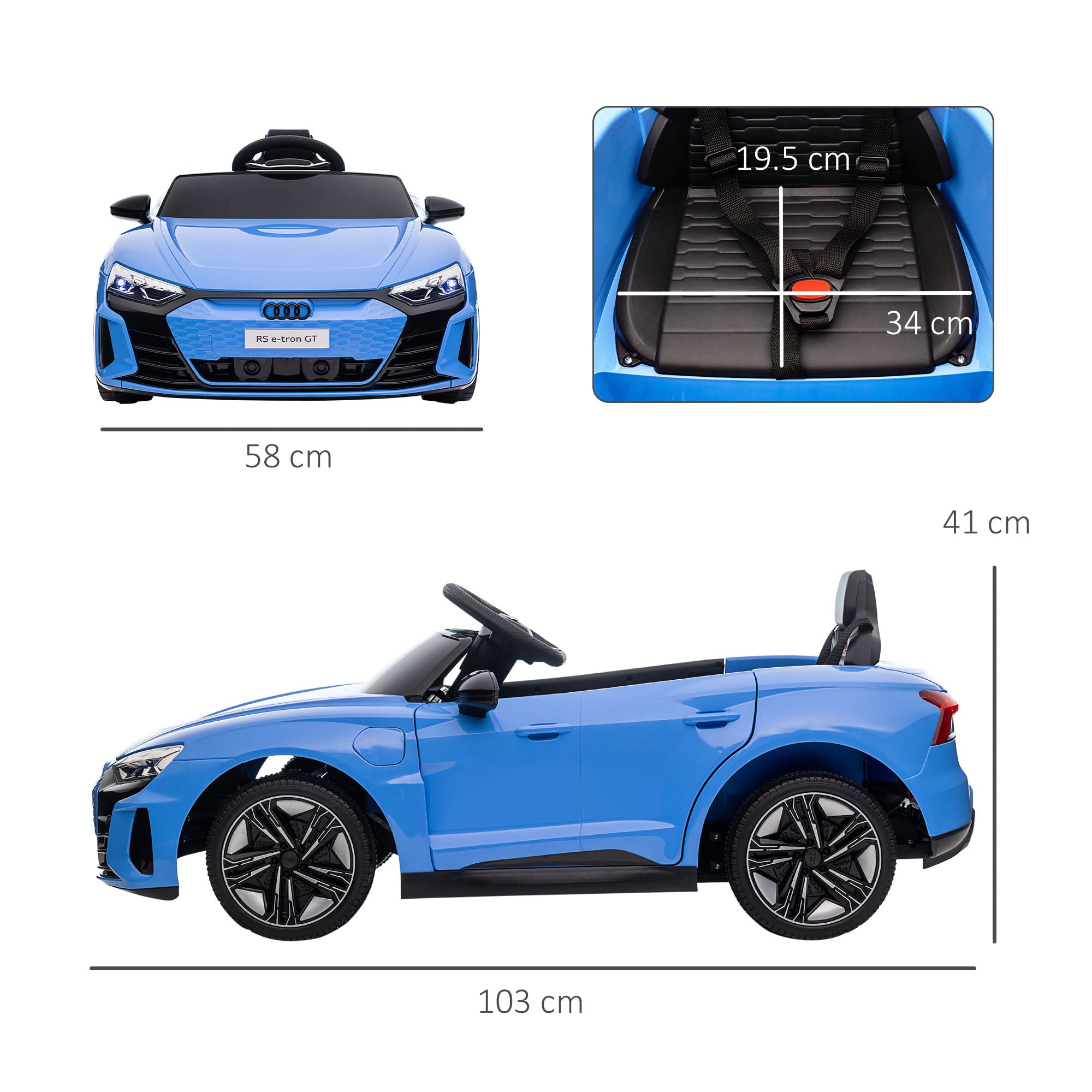HOMCOM Audi Licensed 12V Kids Electric Ride-On, with Remote Control, Suspension System, Lights, Music, Motor - Blue - North Peak Garden Furniture