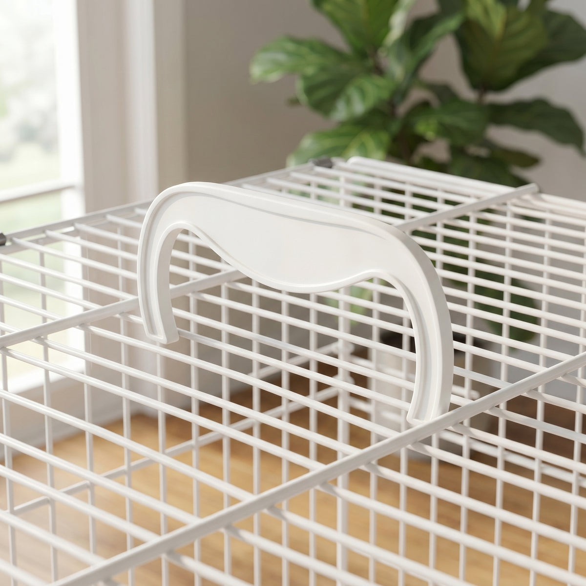 PawHut Bird Cage Foldable Portable Budgie Cage with Wooden Perch 2 Bowls for Travel 49 x 31 x 40 cm White