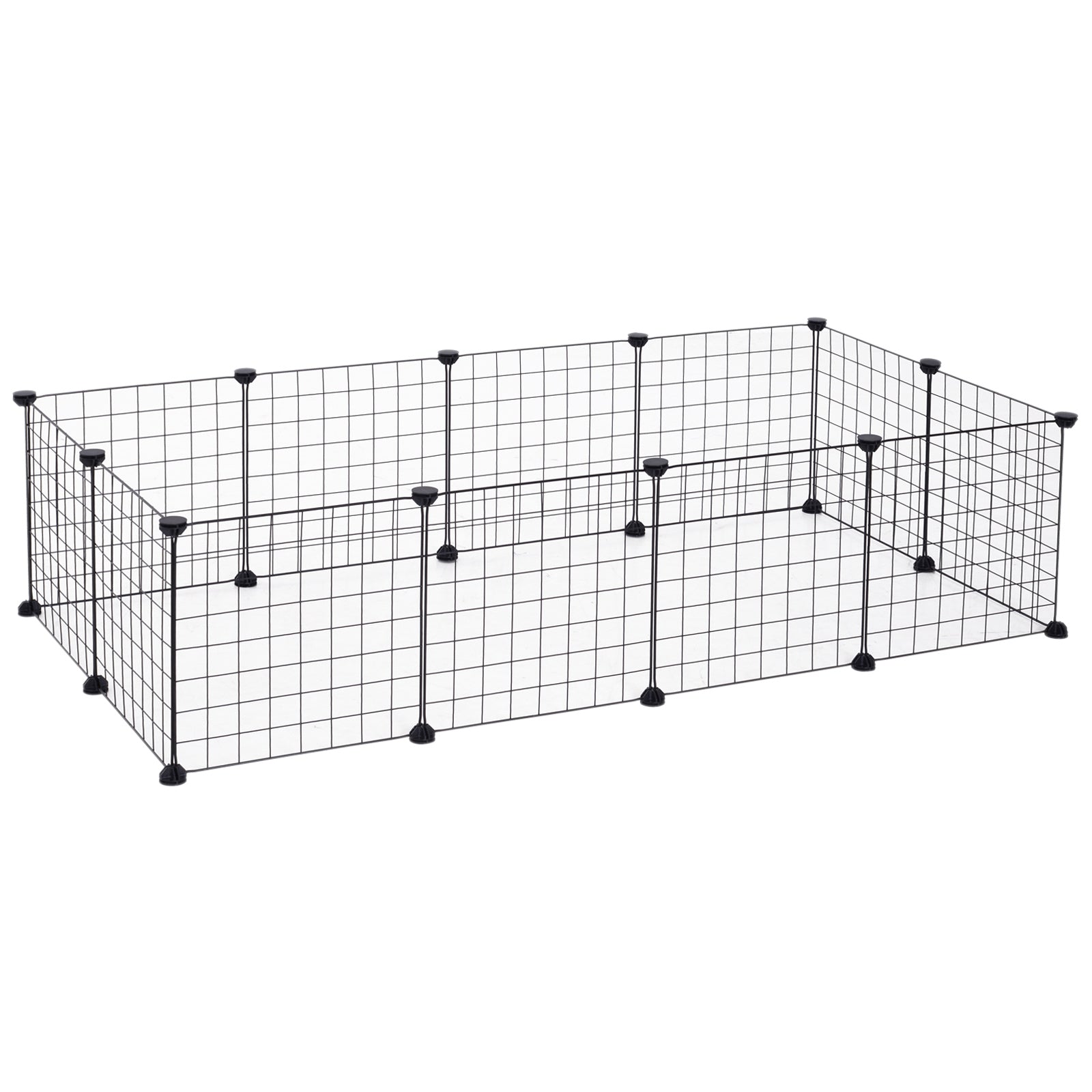 PawHut DIY Pet Playpen Metal Wire Fence 12 Panel Enclosure Indoor Outdoor Guinea Pig Rabbit Small Animals Cage Black - North Peak Garden Furniture