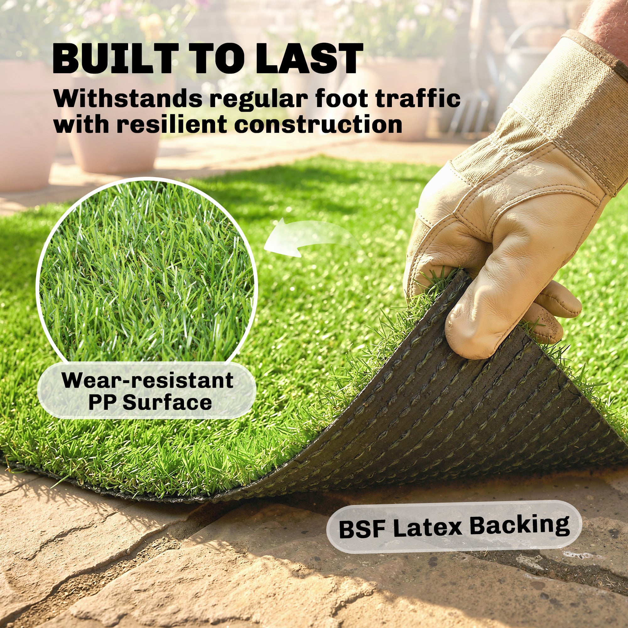 Outsunny Artificial Grass Turf Low Maintenance Realistic Lawn Pet Turf with Drain Holes for Garden 1m x 4m Green