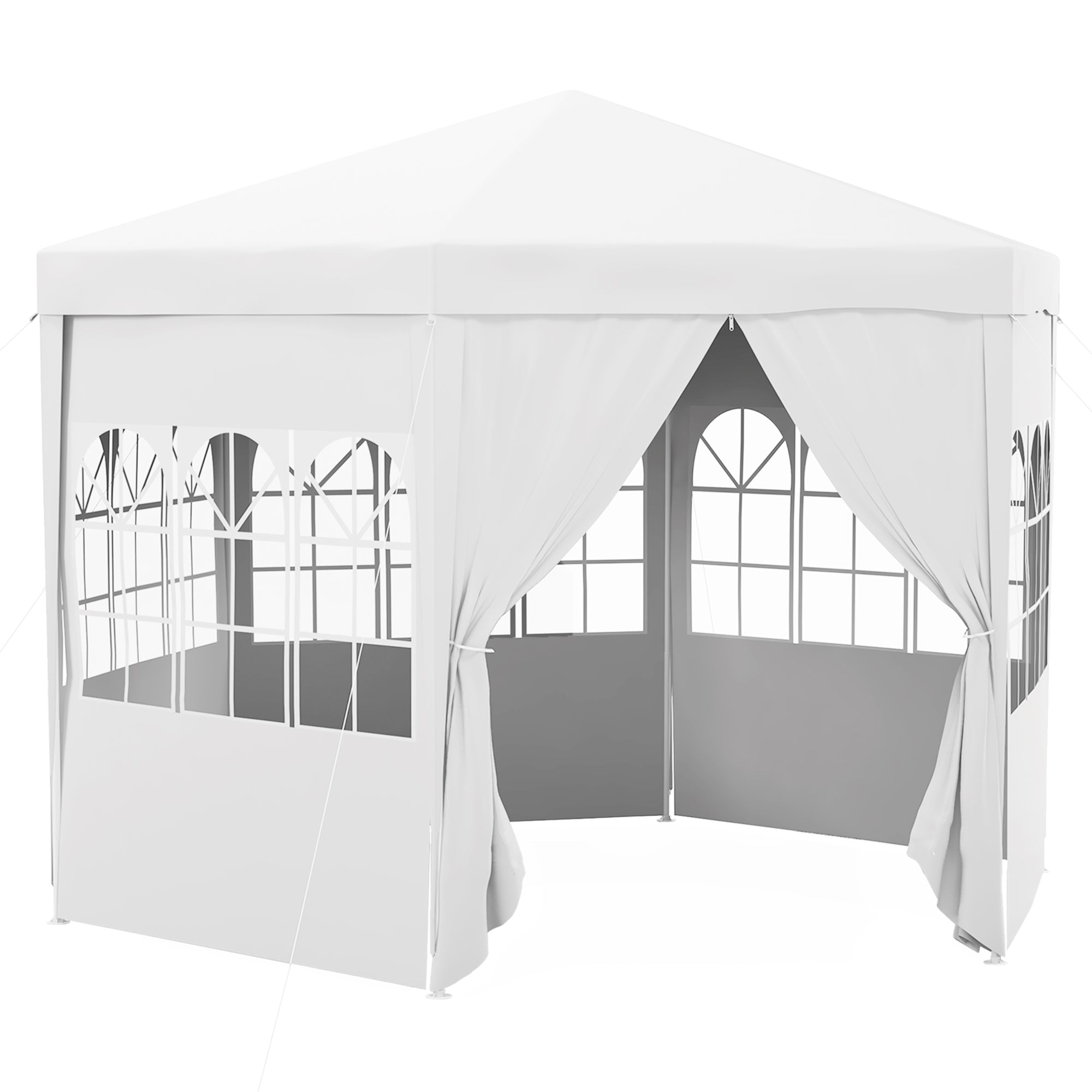 Outsunny 4 m Party Tent Wedding Gazebo Outdoor Waterproof PE Canopy Shade with 6 Removable Side Walls - North Peak Garden Furniture