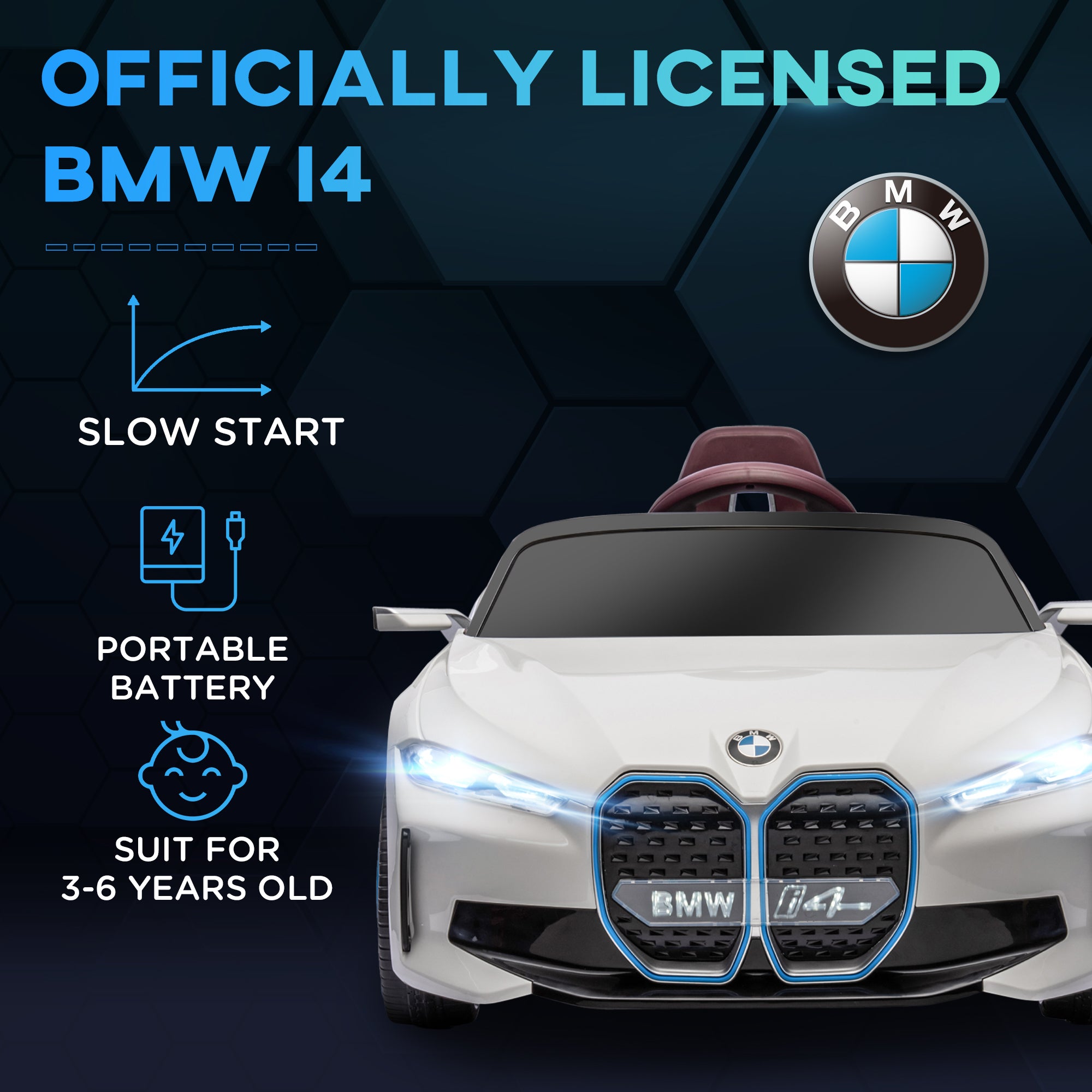HOMCOM BMW i4 Licensed 12V Kids Electric Ride-On Car - North Peak Garden Furniture