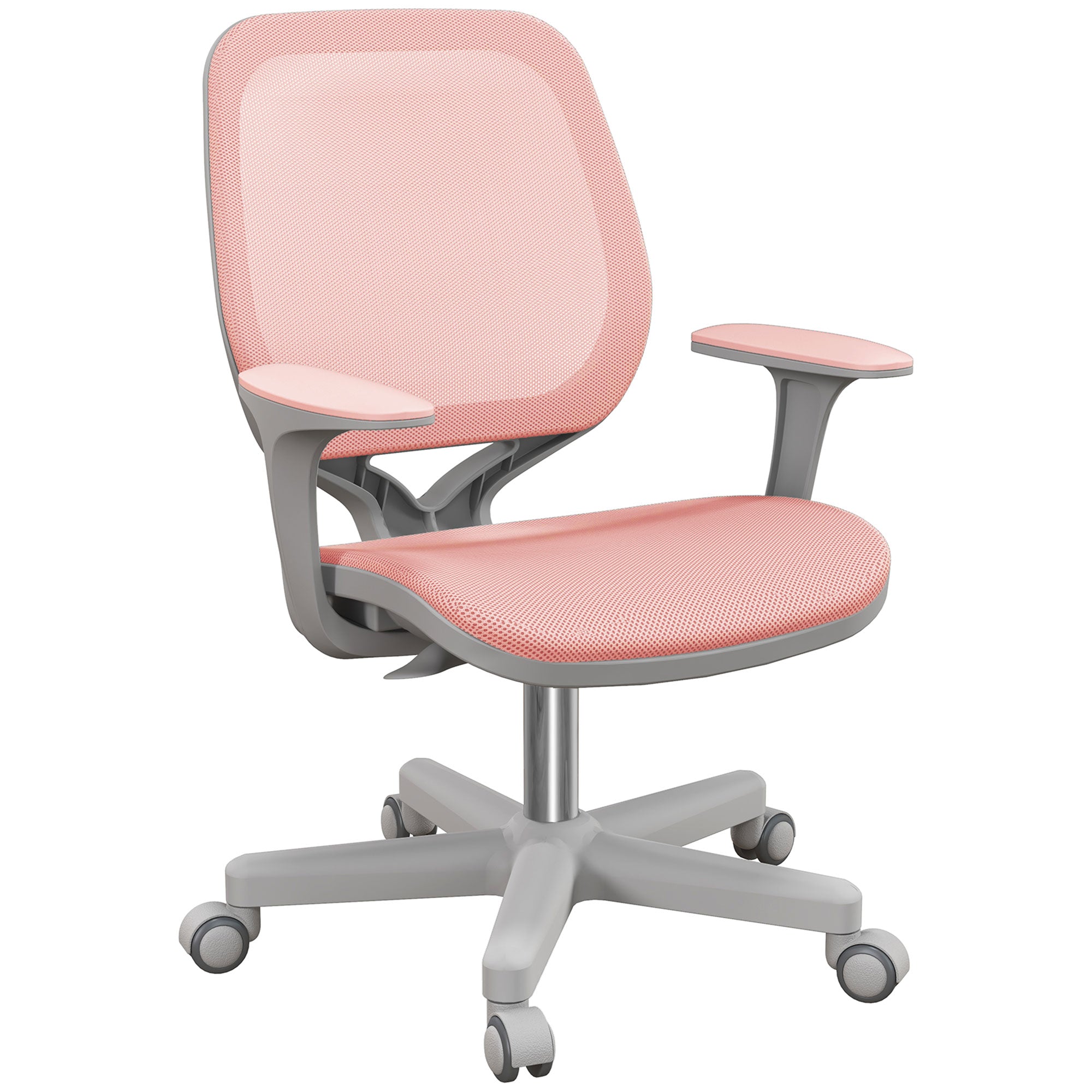 Vinsetto Office Chair, Breathable Mesh Swivel Desk Chair with Adjustable Height and 360° Swivel Security Wheels for Home Office, Study, Pink - North Peak Garden Furniture