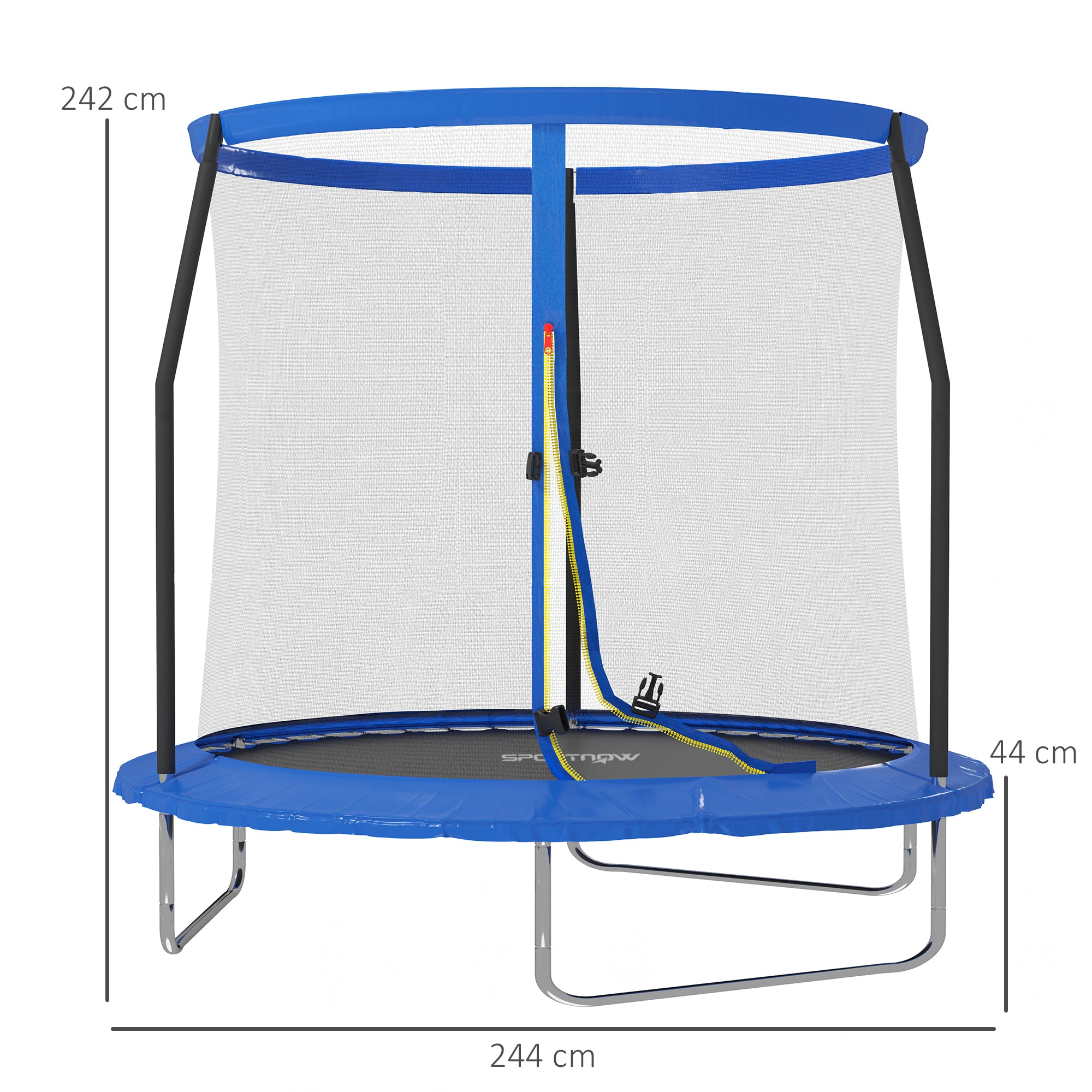 SPORTNOW 8ft Trampoline with Safety Enclosure Net, Steel Frame Outdoor Trampoline, Jumping Mat with Edge Safety Cover for Fitness, Blue - North Peak Garden Furniture