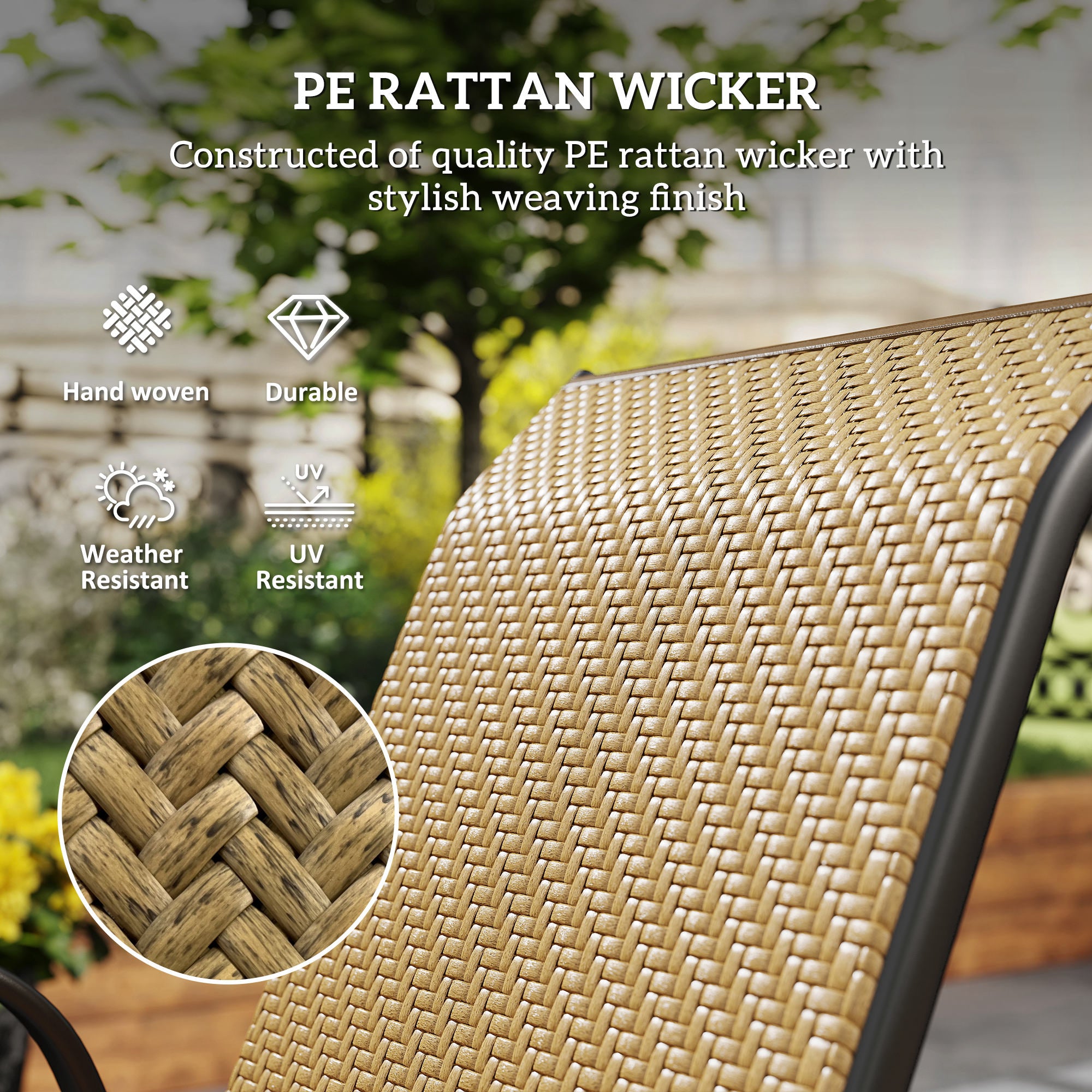 Outsunny Four-Piece Stacking Rattan Garden Seat Set - Khaki - North Peak Garden Furniture