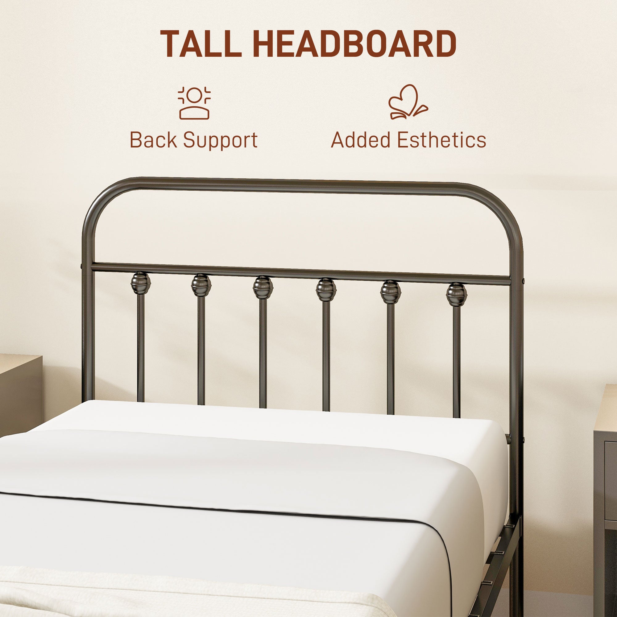 HOMCOM Single Minimalistic Metal Bed Frame - Black - North Peak Garden Furniture
