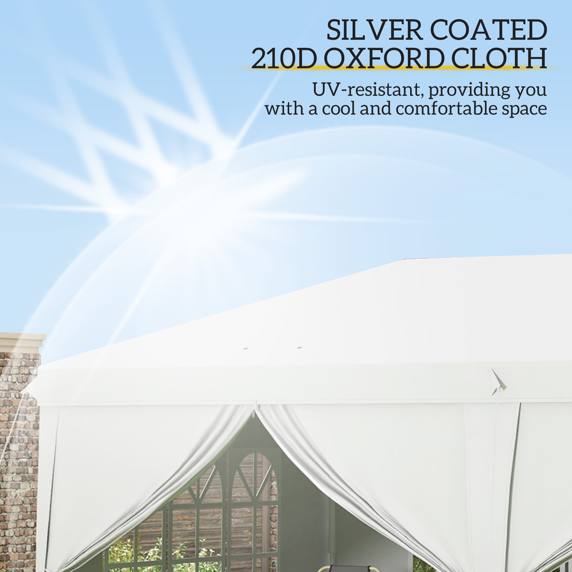 Outsunny 3 x 6 m Pop Up Gazebo with Sides and Windows, Height Adjustable Party Tent with Storage Bag for Garden, Camping, Event, White - North Peak Garden Furniture