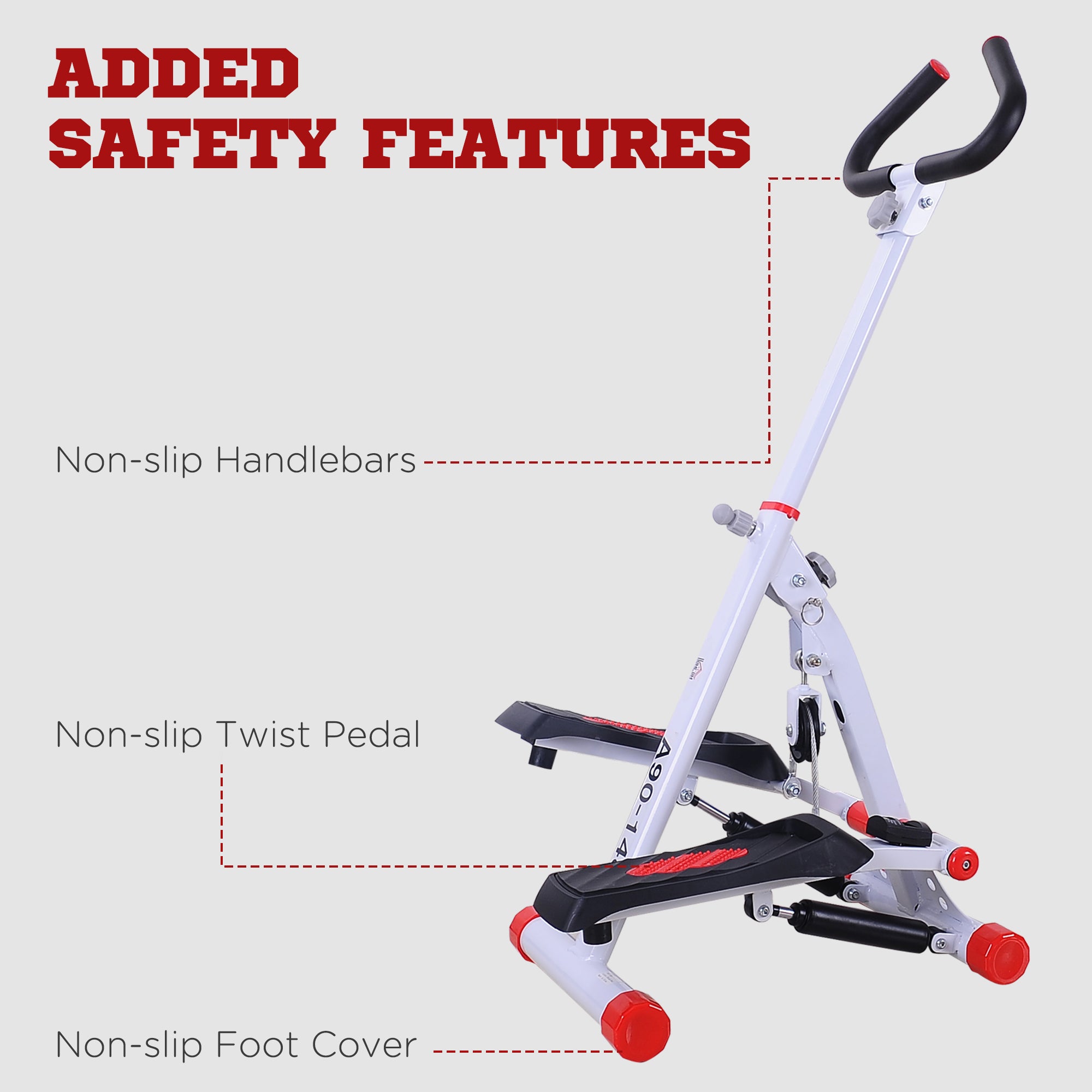HOMCOM Foldable Step Machine, Height Adjustable Stepper w/ LCD Display and Handlebar, Twister Steppers for Exercise Workout Home Gym Office - North Peak Garden Furniture