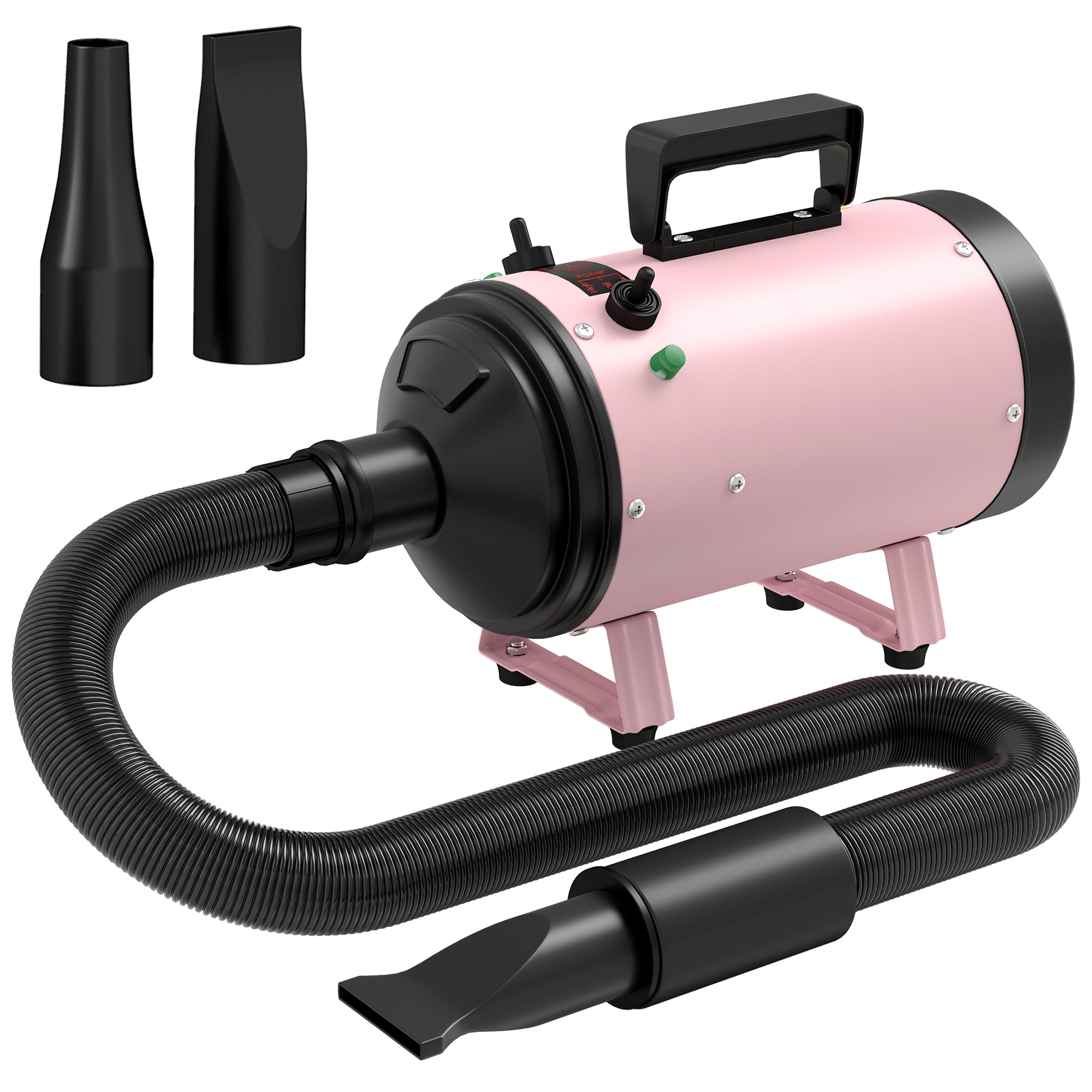 PawHut 2200W Dog Hair Dryer with Adjustable Temperature & Velocity, 3 Different Nozzles, Pink - North Peak Garden Furniture