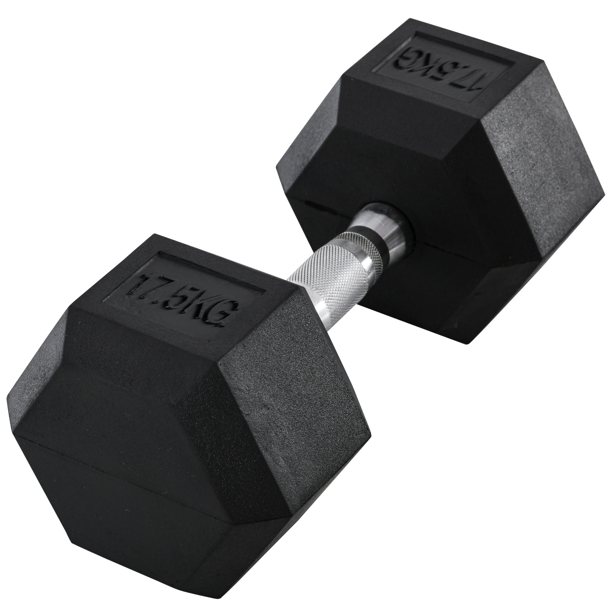 HOMCOM 17.5KG Single Rubber Hex Dumbbell Portable Hand Weights Dumbbell Home Gym - North Peak Garden Furniture