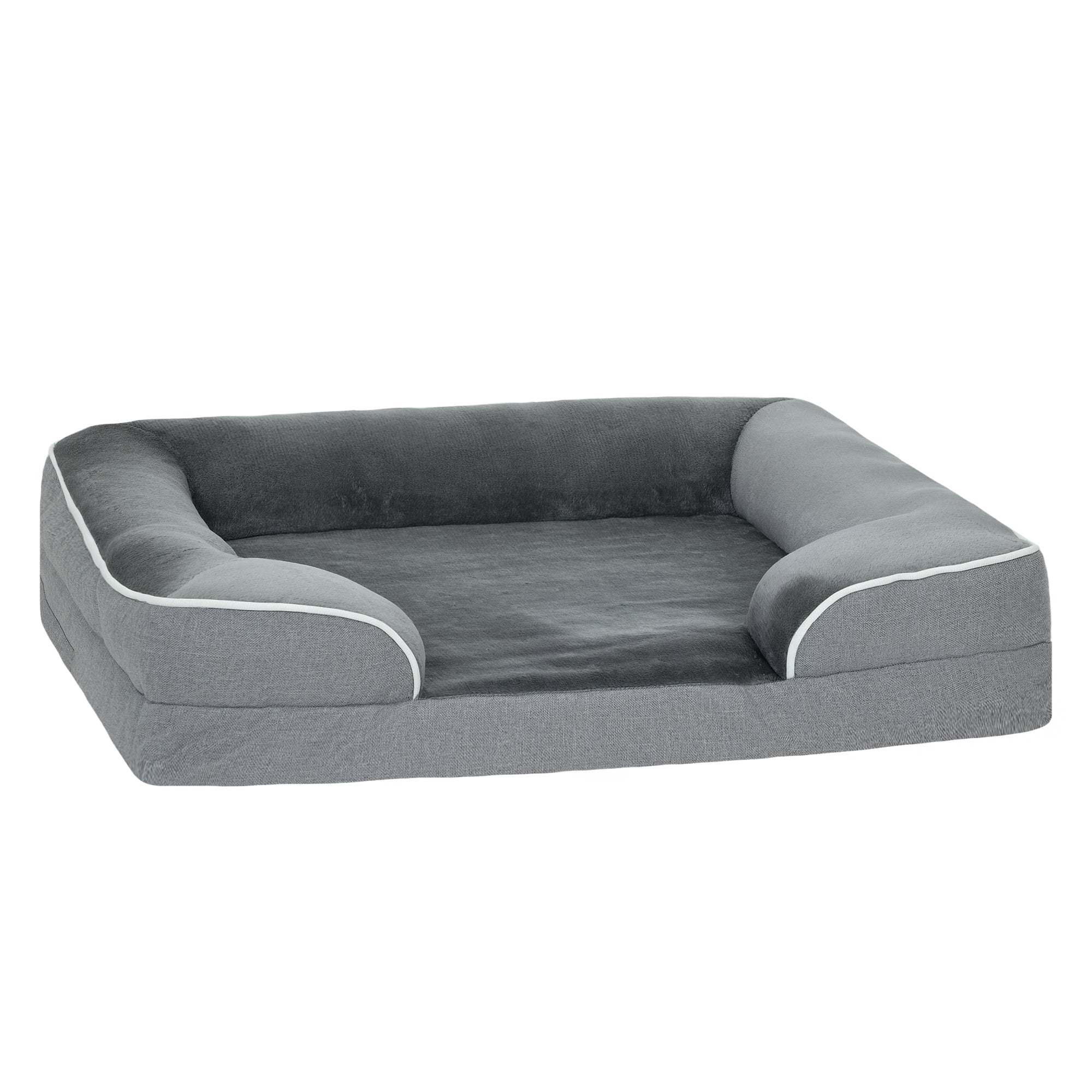 PawHut Dog Sofa Bed, Washable Pet Bed with Removable Cover and Non-Slip Bottom for Cats and Small Dogs, Grey