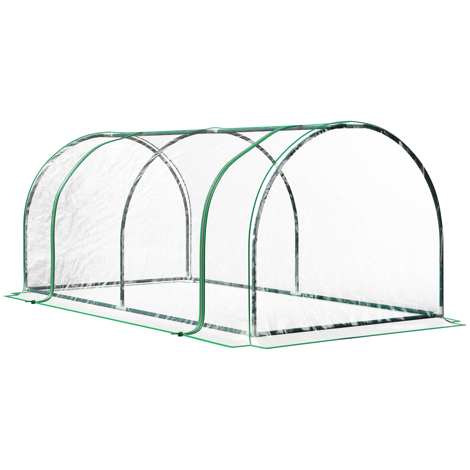 Outsunny Tunnel Greenhouse Green Grow House for Garden Outdoor, Steel Frame, PE Cover, Transparent, 200 x 100 x 80cm - North Peak Garden Furniture
