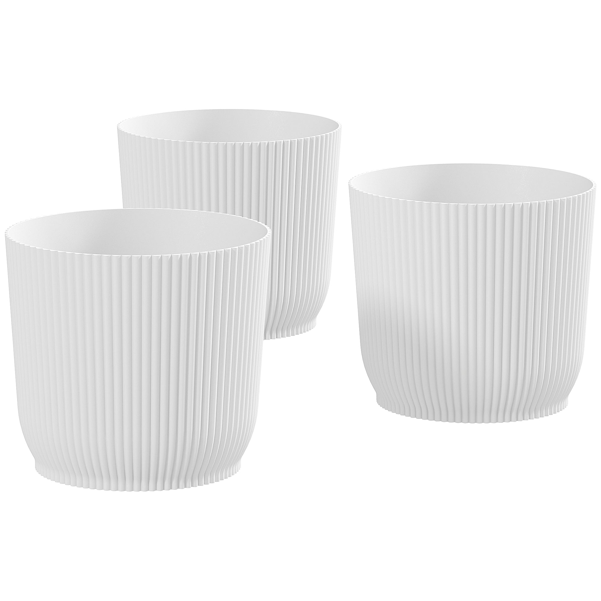 Outsunny Set of Three Ф22cm Planters - White
