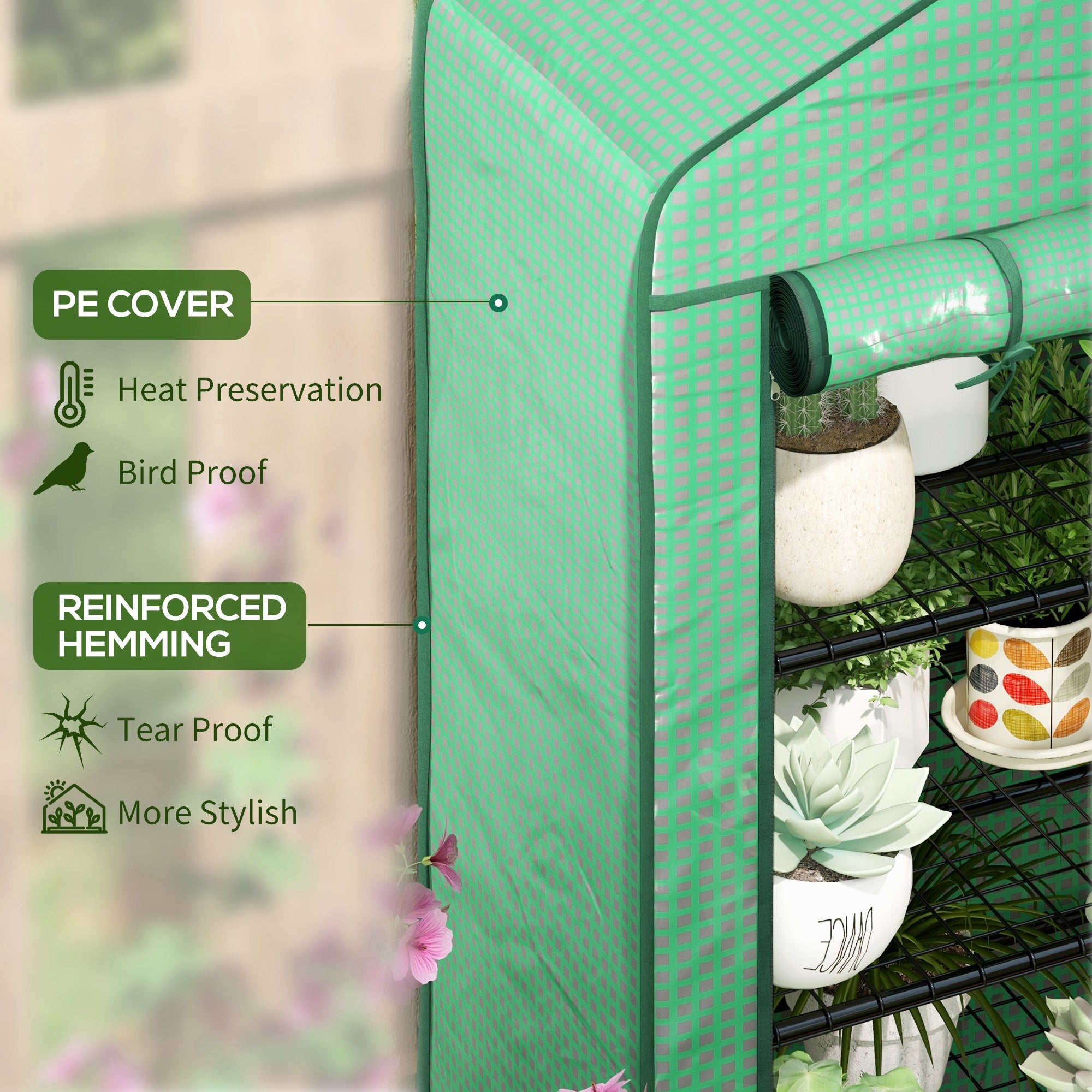 Outsunny Four-Tier Mini Greenhouse, with Reinforced Plastic Cover - North Peak Garden Furniture