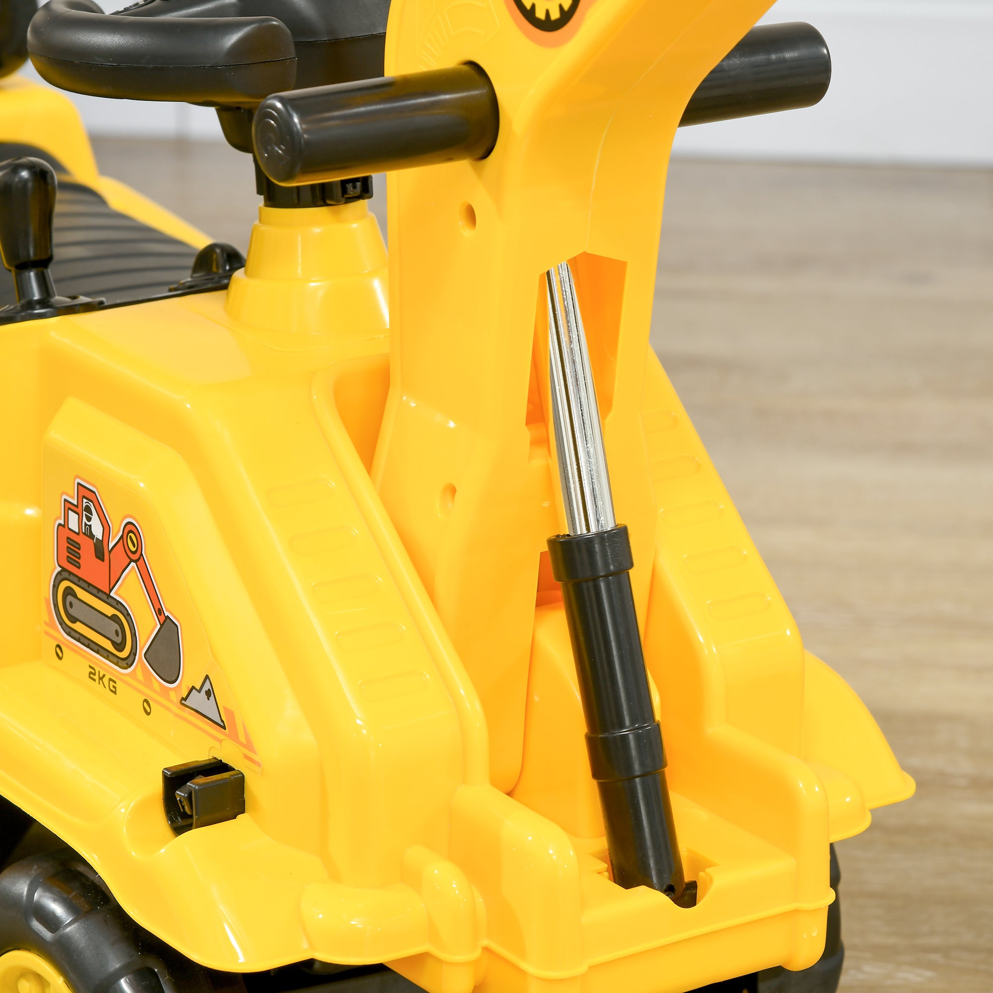 HOMCOM 2 in 1 Kids Ride On Tractor Pull Cart with Bucket, Under Seat Storage, Horn, High Backrest, for 1.5-4 Years Old, Yellow - North Peak Garden Furniture