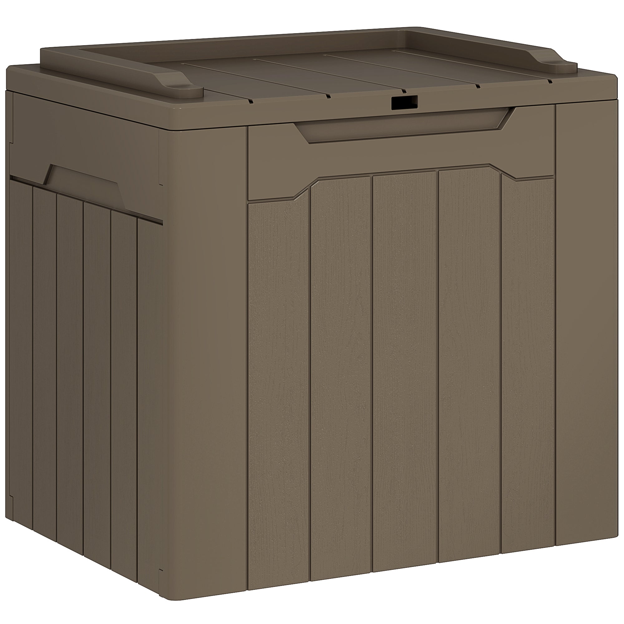 HOMCOM 107 L Plastic Storage Chest with Lid - Dark Brown - North Peak Garden Furniture