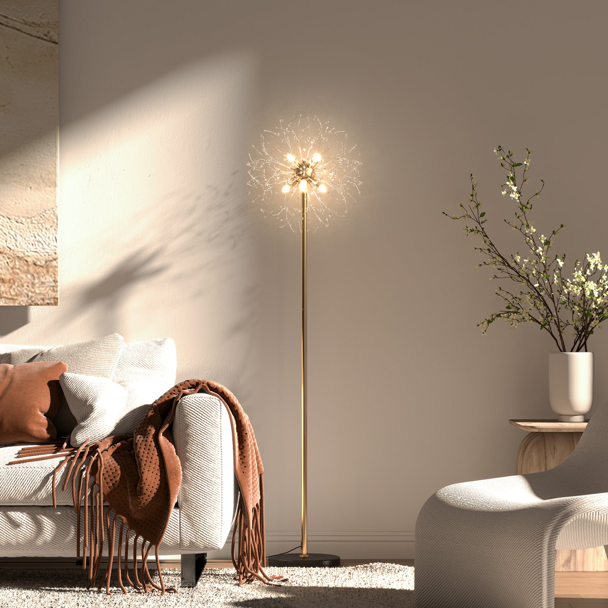 HOMCOM 160cm Dandelion-Crystallite Floor Lamp, with Foot Switch - North Peak Garden Furniture