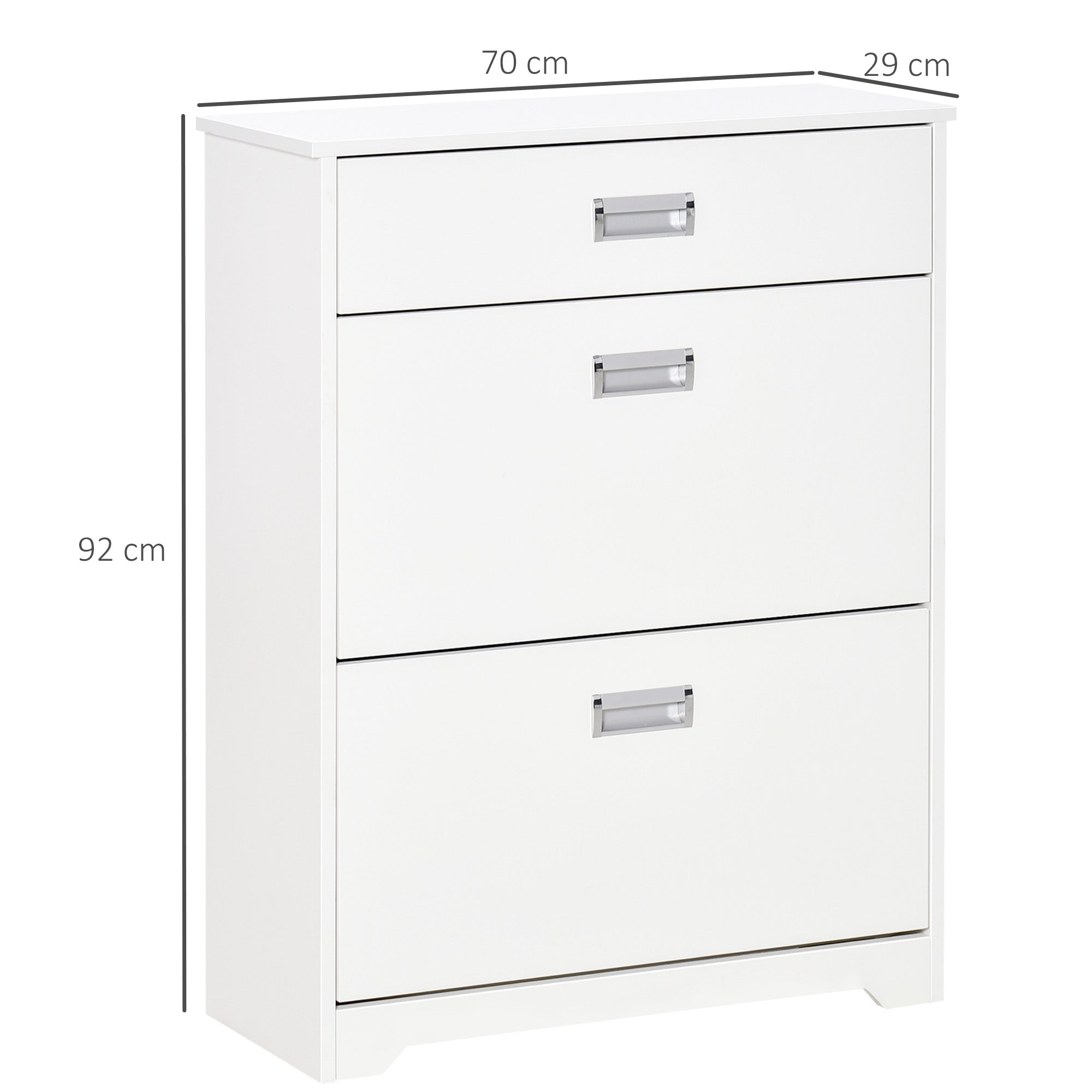 HOMCOM Shoe Cabinet, Slim Shoe Storage Cabinet with Drawer, 2 Flip-up Doors and Adjustable Shelf, Narrow Shoe Cupboard for 16 Pairs of Shoes for Entryway, Hallway, White - North Peak Garden Furniture