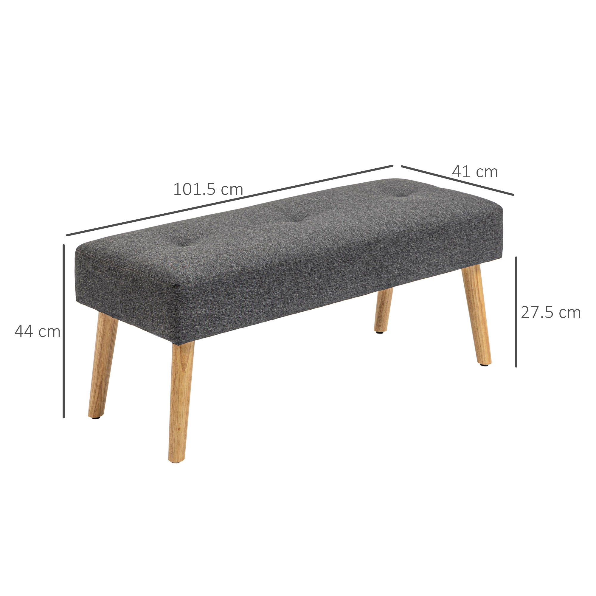 HOMCOM Multifunctional Bed End Bench Tufted Upholstered Shoe Bench Ottoman Footstool Linen Fabric for Entryway Living Room Grey