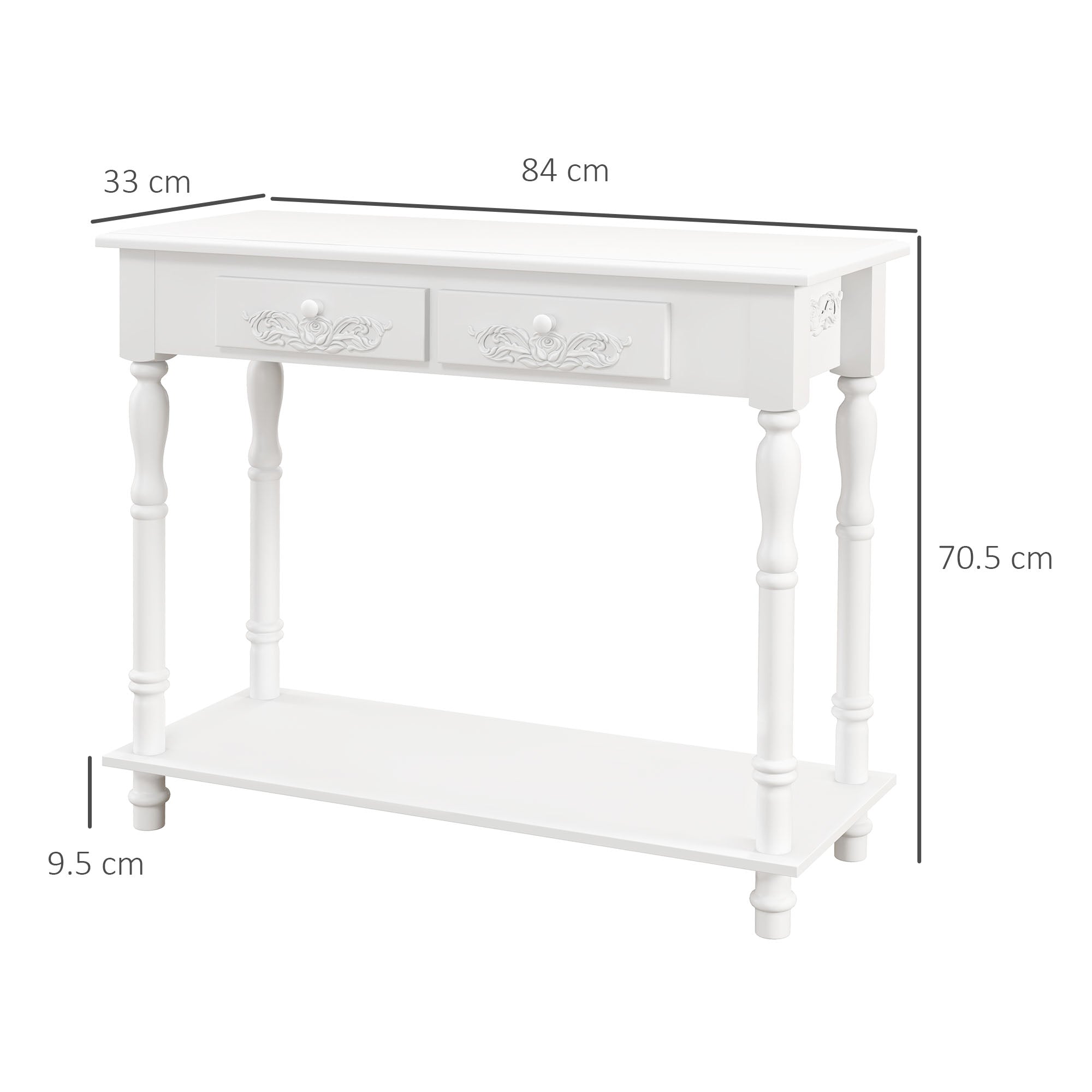 HOMCOM Console Table Modern Sofa Side Desk with Storage Shelves Drawers for Living Room Entryway Bedroom White - North Peak Garden Furniture