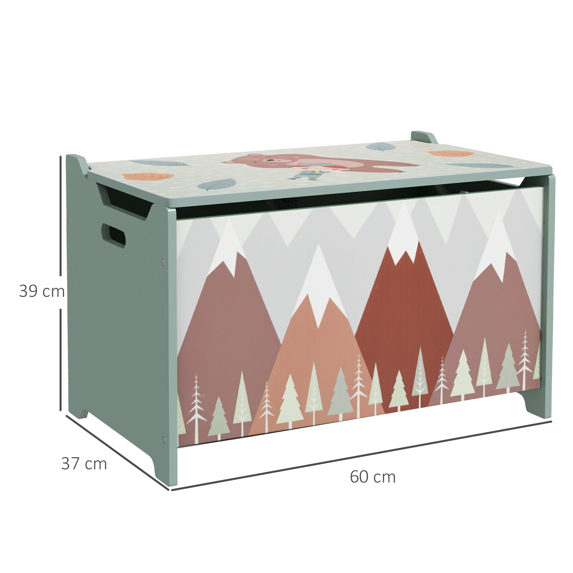 ZONEKIZ Toy Box, Kids Storage Chest, with Lid, Safety Hinge - Green - North Peak Garden Furniture