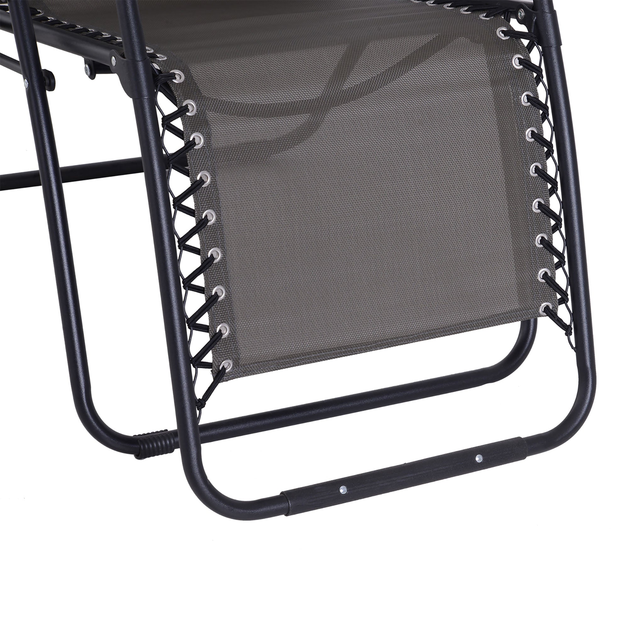 Outsunny Zero Gravity Chair Metal Frame Texteline Armchair Outdoor Folding and Reclining Sun Lounger with Head Pillow for Patio Decking Gardens Camping, Grey - North Peak Garden Furniture