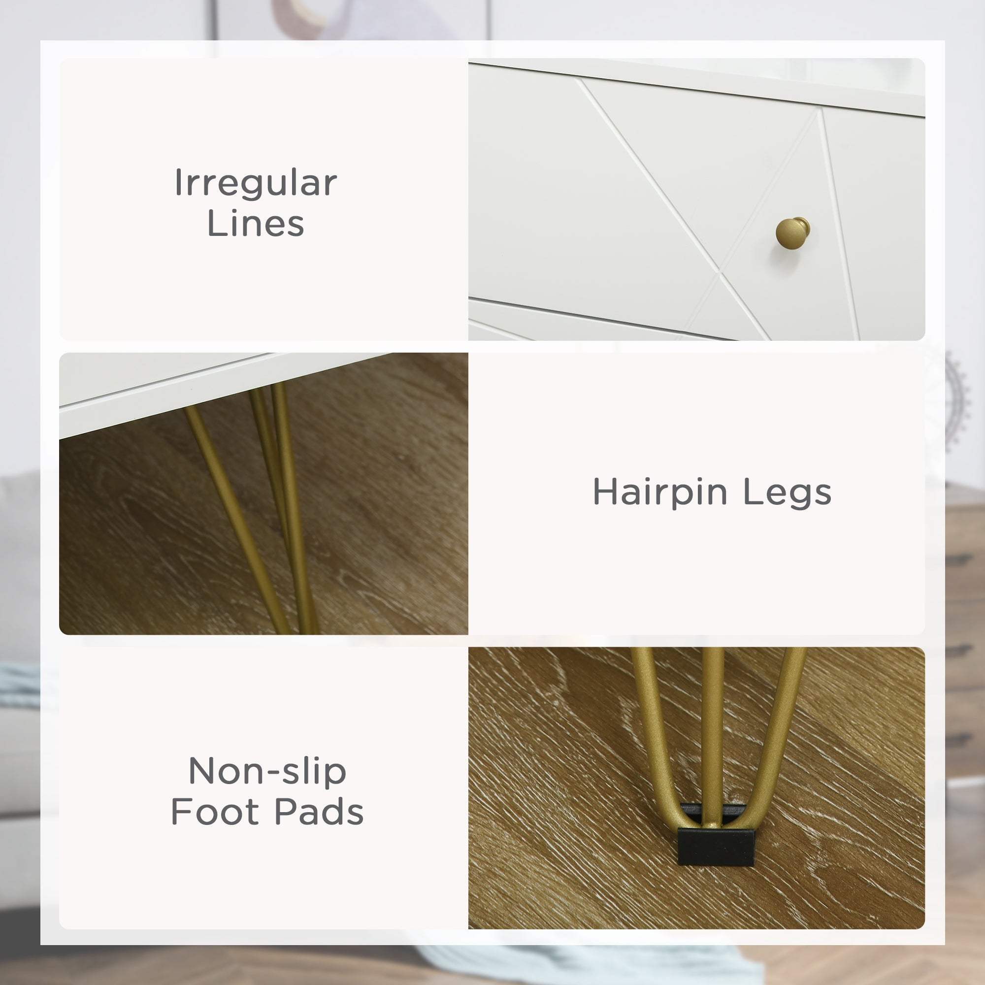 HOMCOM Tall Chest of Drawers, 4-Drawer Dresser for Bedroom, Modern Storage Cabinets with Hairpin Legs, White - North Peak Garden Furniture