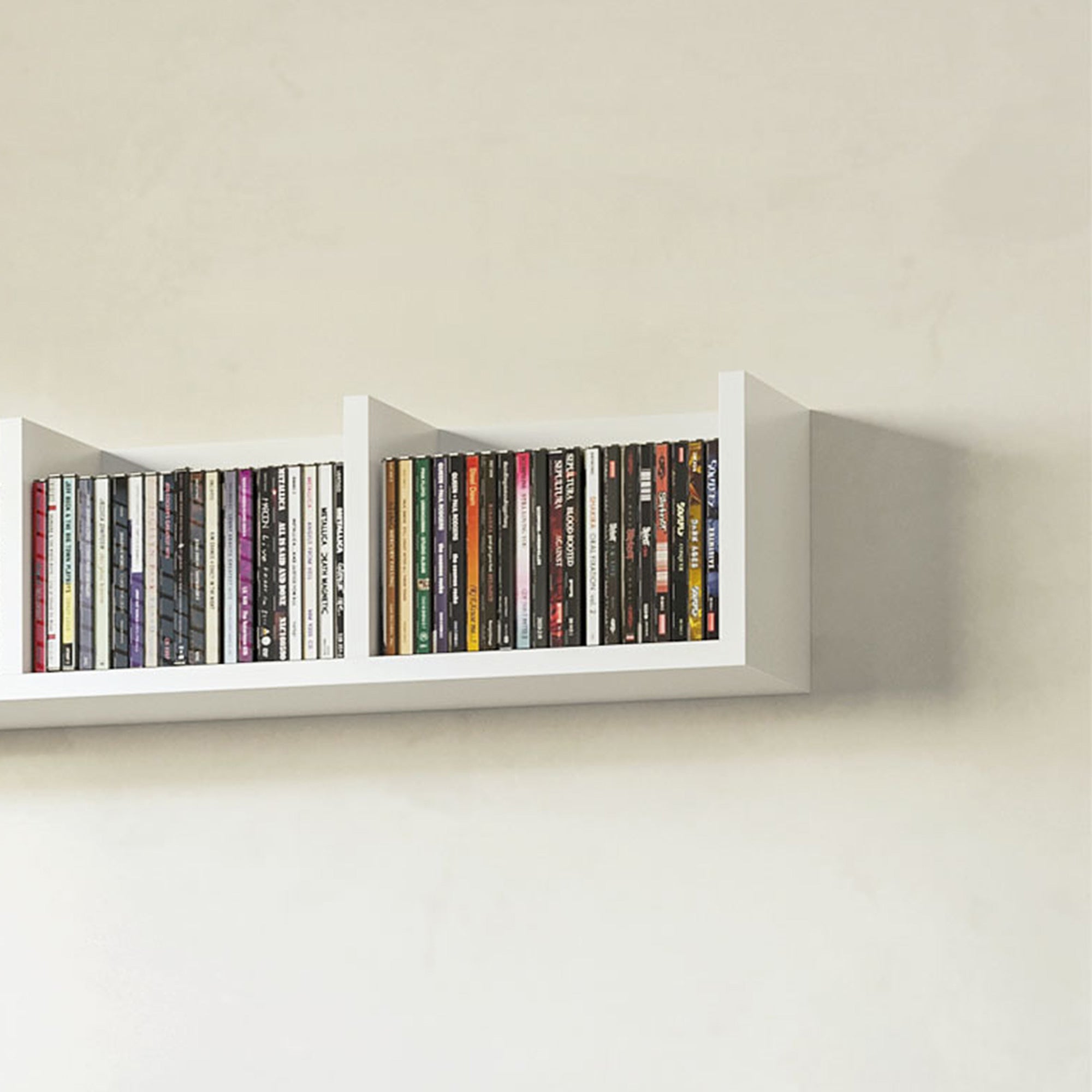 HOMCOM Wall Mount 84 CD / 56 DVD/Blu-ray/ Media Storage Rack 4 Cubes Wooden Shelf Organizer Unit Bookcase Display (White)