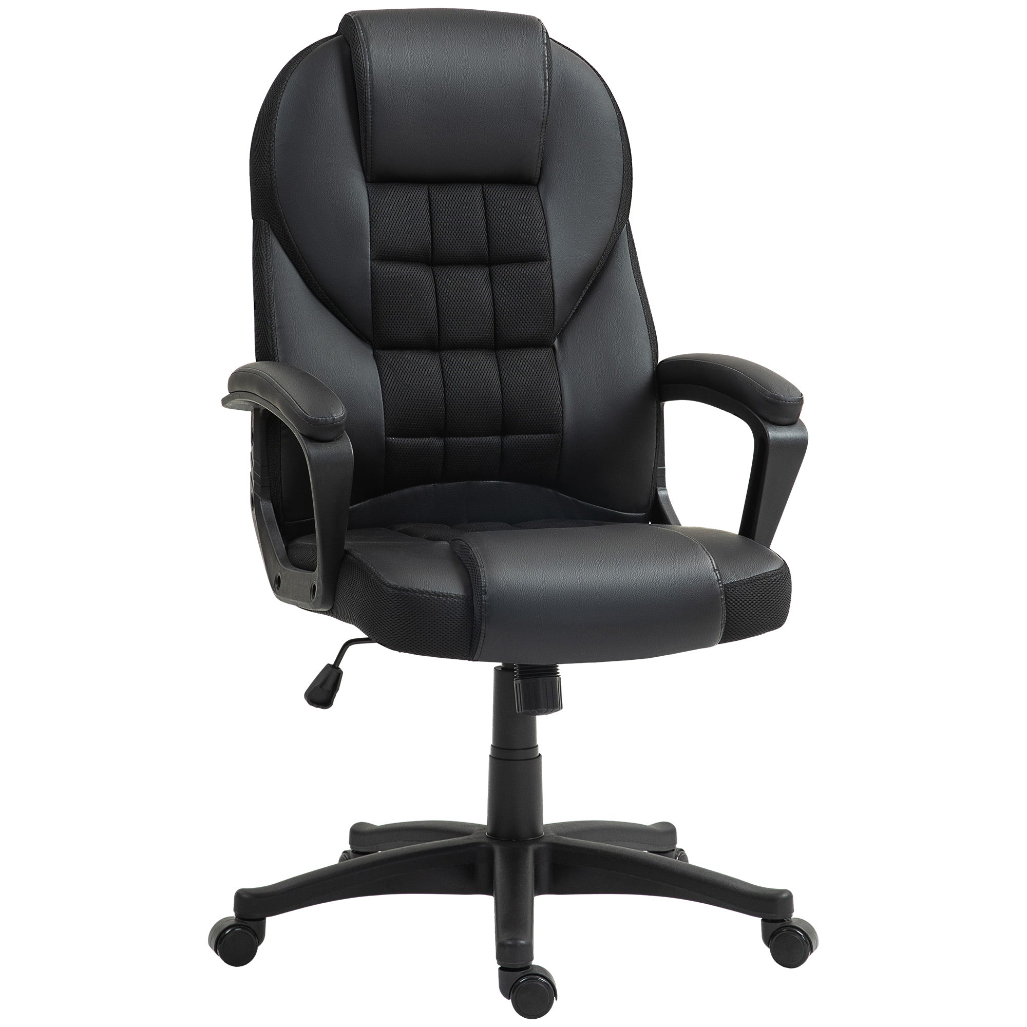 HOMCOM Faux Leather Office Chair - Black - North Peak Garden Furniture