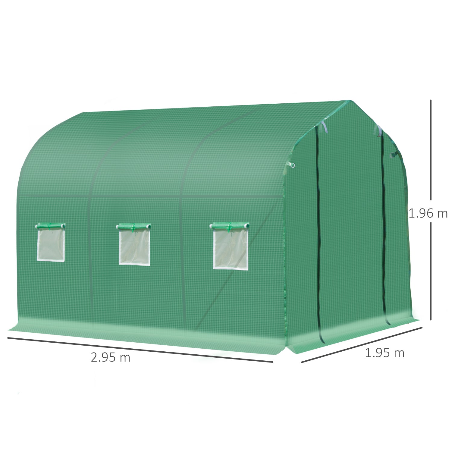 Outsunny Polytunnel Greenhouse with Windows and Door, Walk in Greenhouse for Garden, Backyard (3 x 2 M) - North Peak Garden Furniture