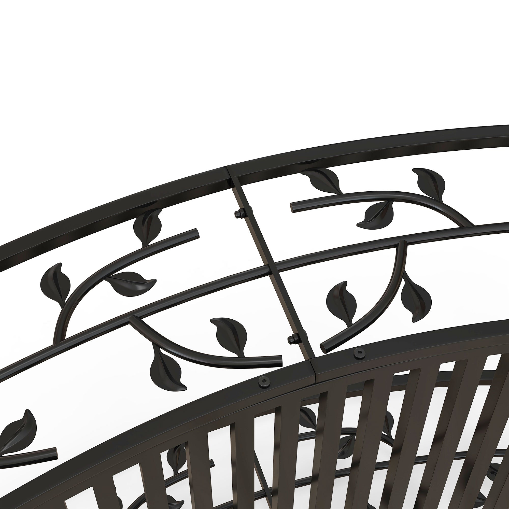 Outsunny 1.2M Metal Decorative Vine Pattern Arch Garden Bridge, Black - North Peak Garden Furniture