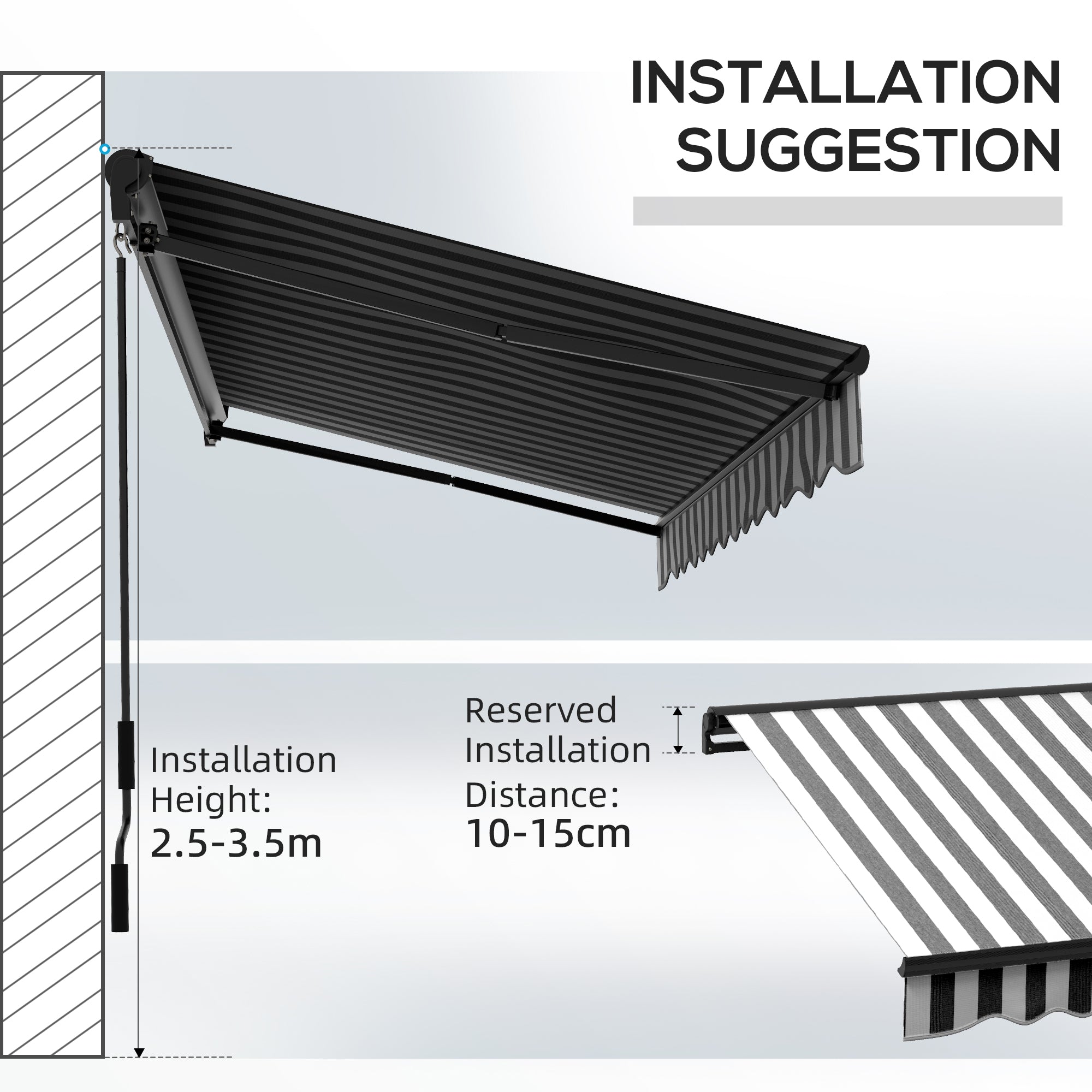 Outsunny 2.5 x 3.5m Aluminium Frame Electric Awning, with Remote - Grey/White - North Peak Garden Furniture