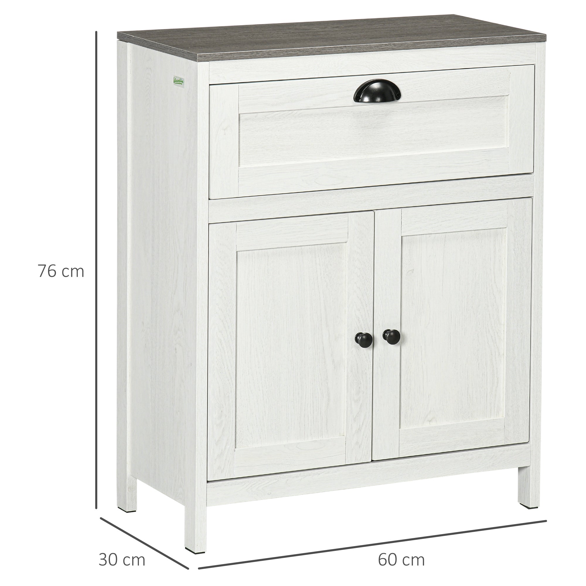 kleankin Bathroom Floor Cabinet, Freestanding Storage Cupboard with Drawer, Double Door Cabinet and Adjustable Shelf, White - North Peak Garden Furniture