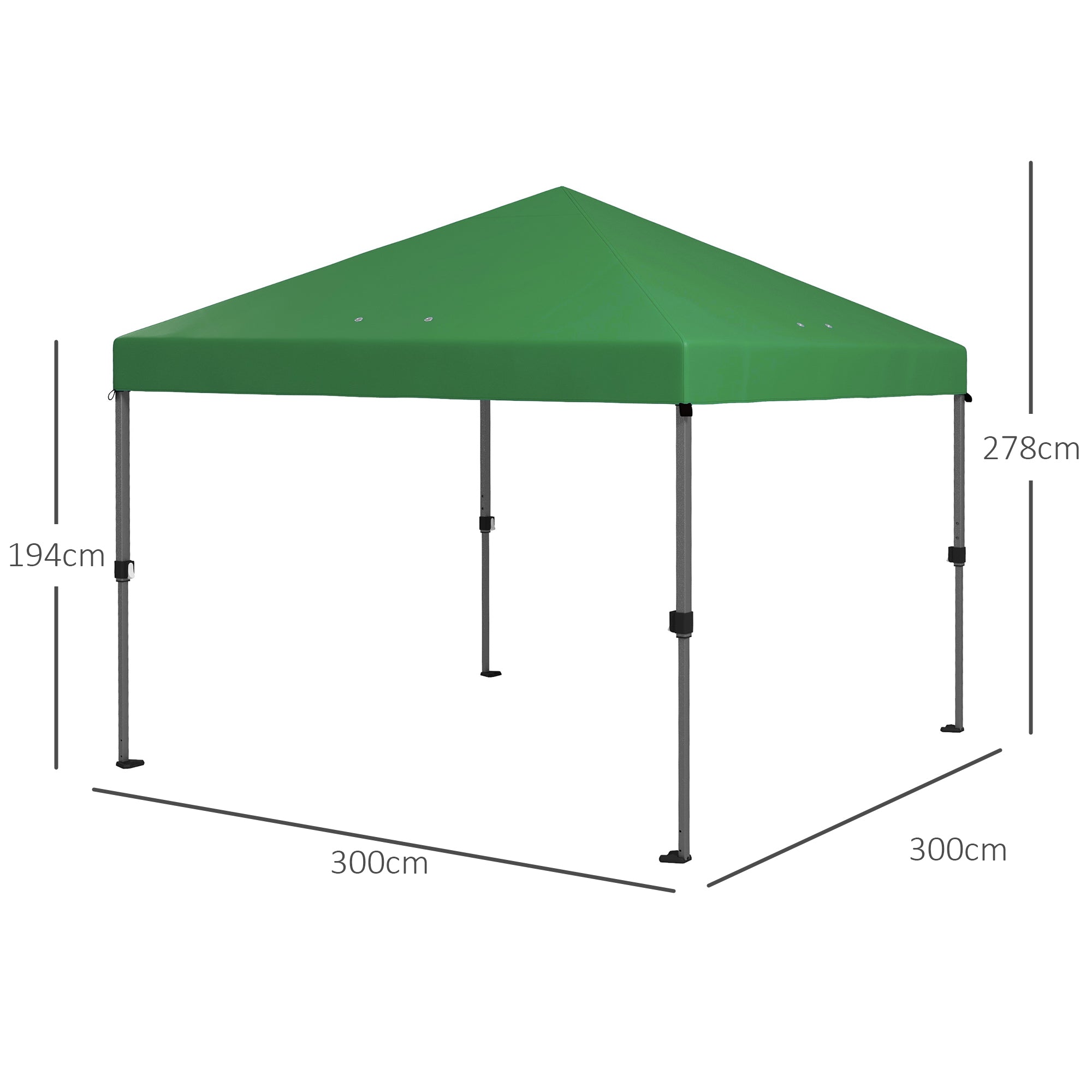 Outsunny 3 x 3m Pop-Up Gazebo, with Accessories - Green