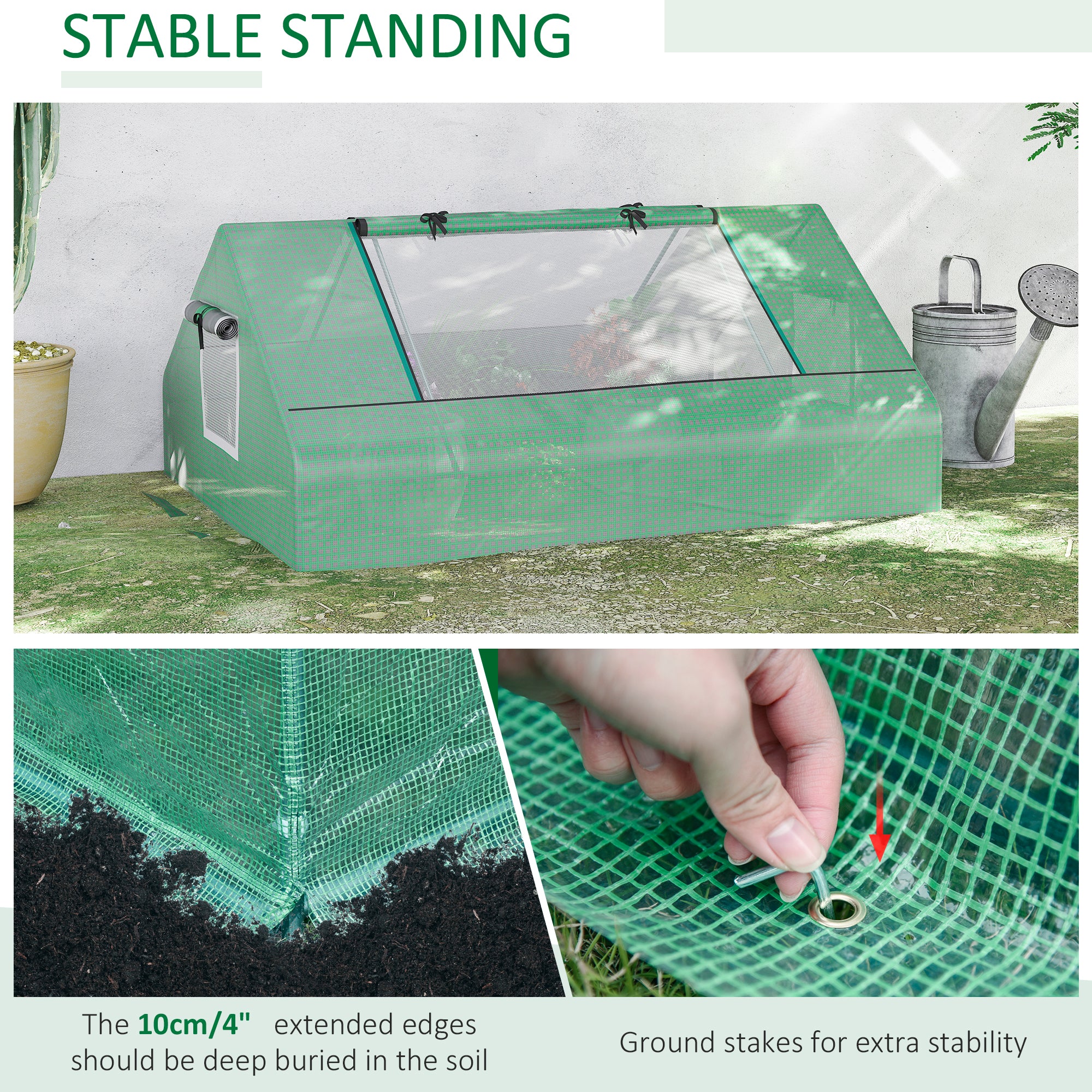 Outsunny Mini Greenhouse, Portable Garden Small Greenhouse with Zipped Windows and Door, 180 x 140 x 80cm, Dark Green - North Peak Garden Furniture