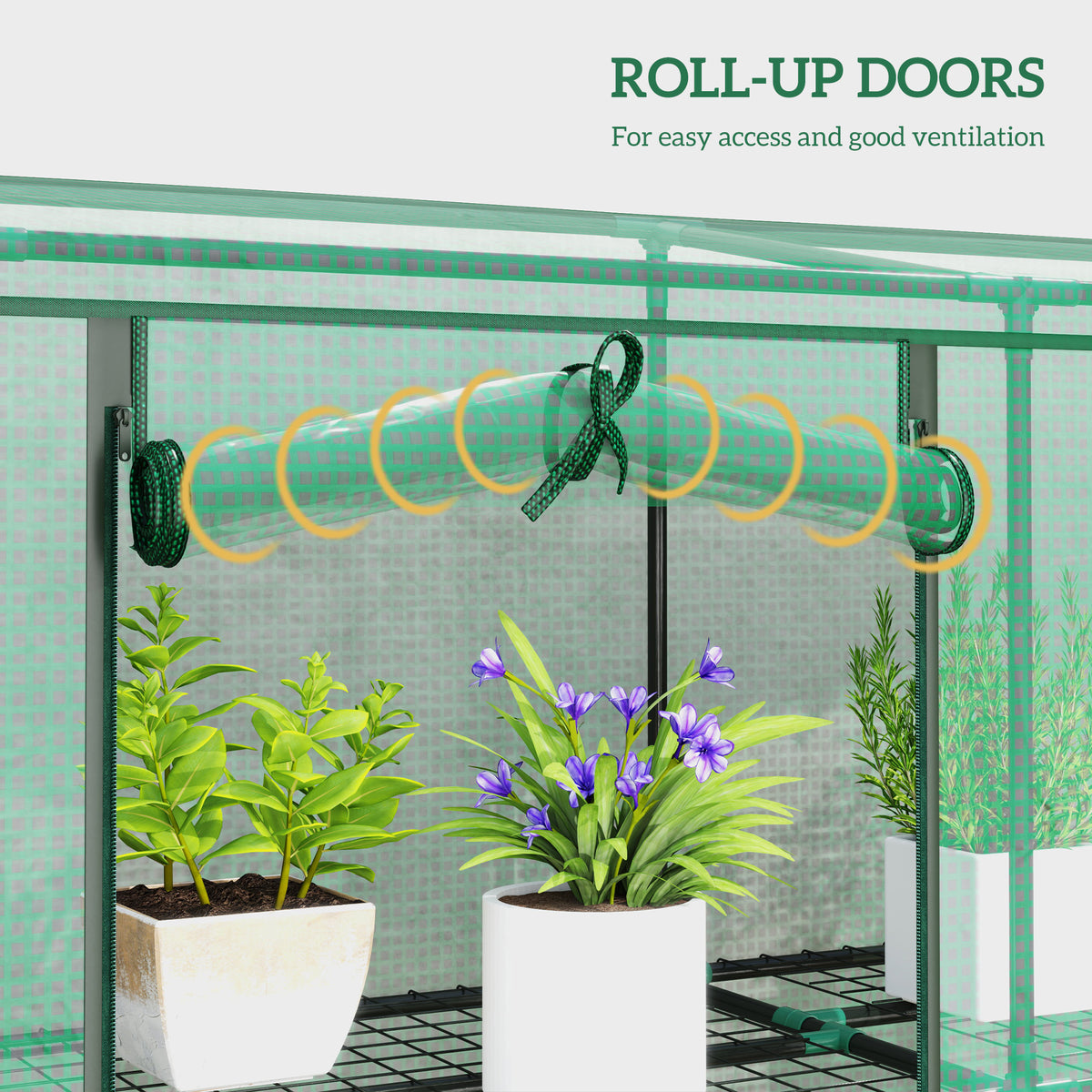 Outsunny 46 x 215 cm Nine-Shelf Greenhouse - Green