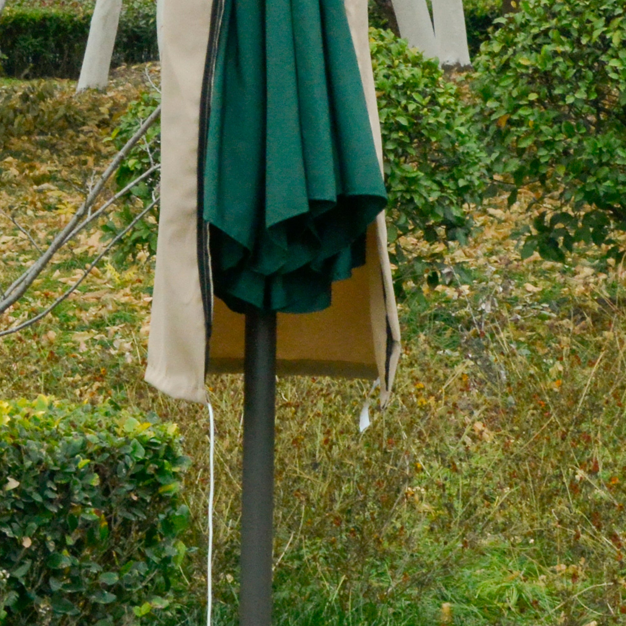 Outsunny Outdoor Cantilever Umbrella Cover with Rod, Zipper, Khaki - North Peak Garden Furniture