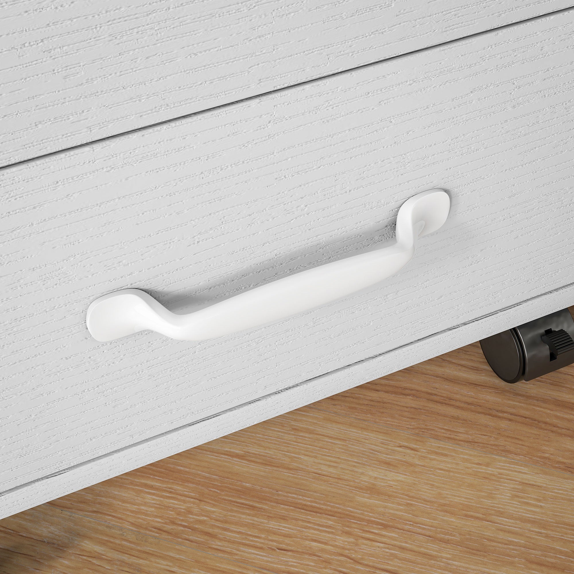 HOMCOM 3 Drawer File Cabinet, Mobile Filing Cabinet on Wheels for Home Office, Study, White - North Peak Garden Furniture