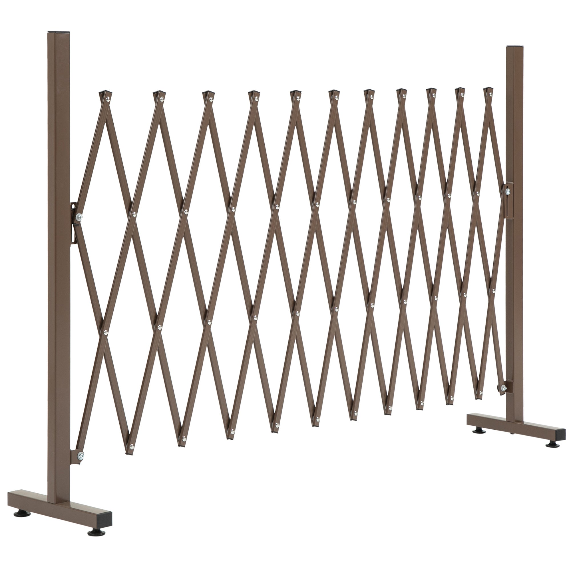 Outsunny Expanding Trellis Fence Freestanding Movable Fence Foldable Garden Screen Panel Aluminum, 300cm x 103.5 cm, Dark Brown - North Peak Garden Furniture