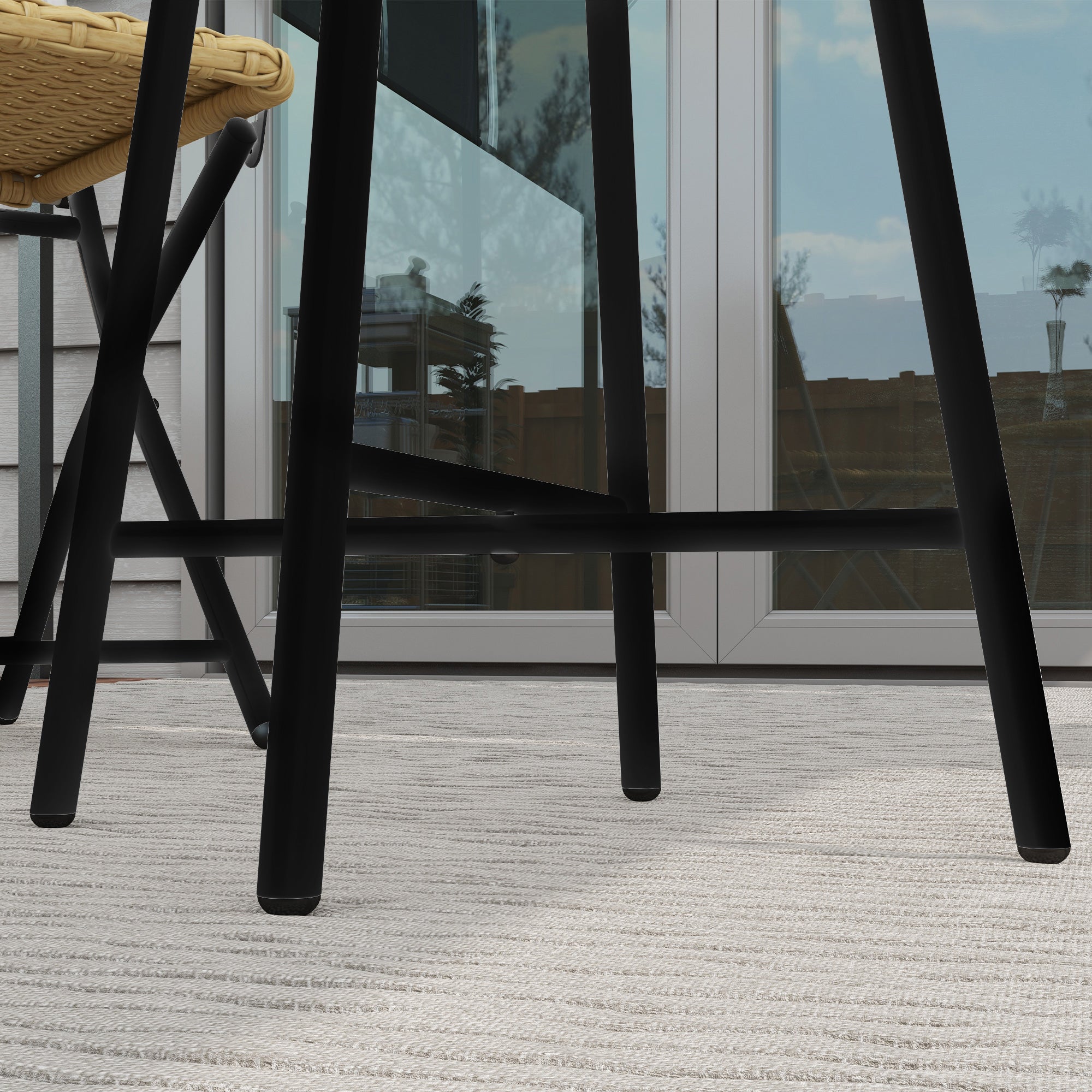 Outsunny Rattan Border Outdoor Side Table - Natural Wood Finish - North Peak Garden Furniture