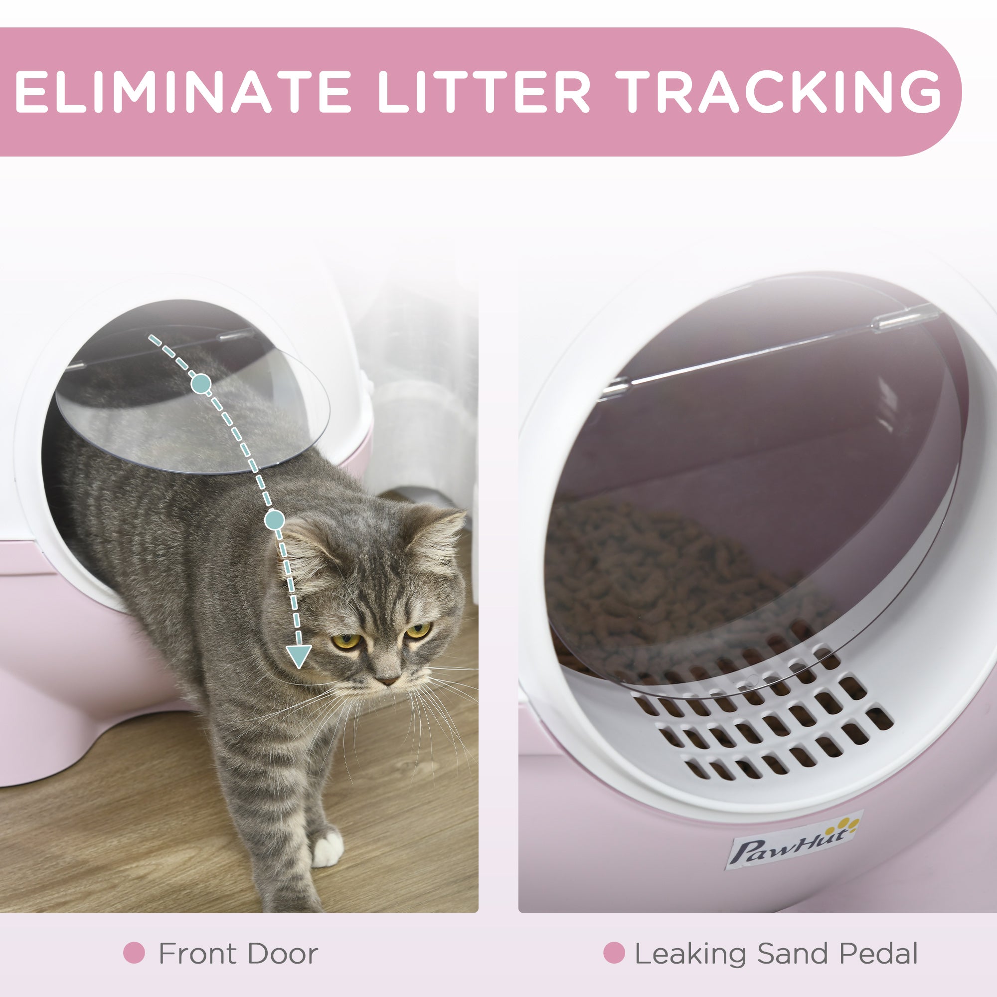 PawHut Large Cat Litter Box, with Scoop, Front Entrance, 53 x 51 x 48cm - Pink - North Peak Garden Furniture