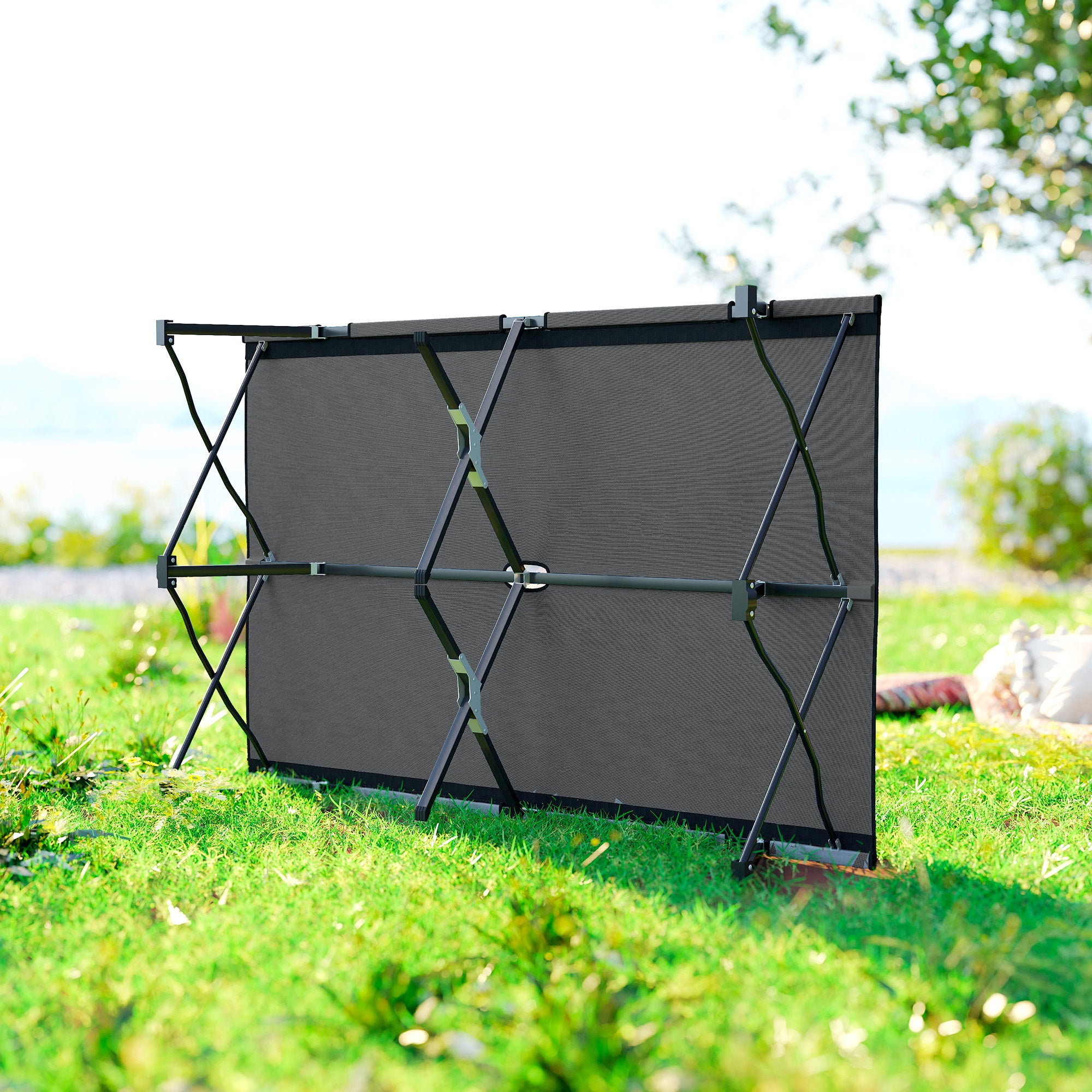 Outsunny Double Camping Cot Bed, with Bag - Charcoal Grey