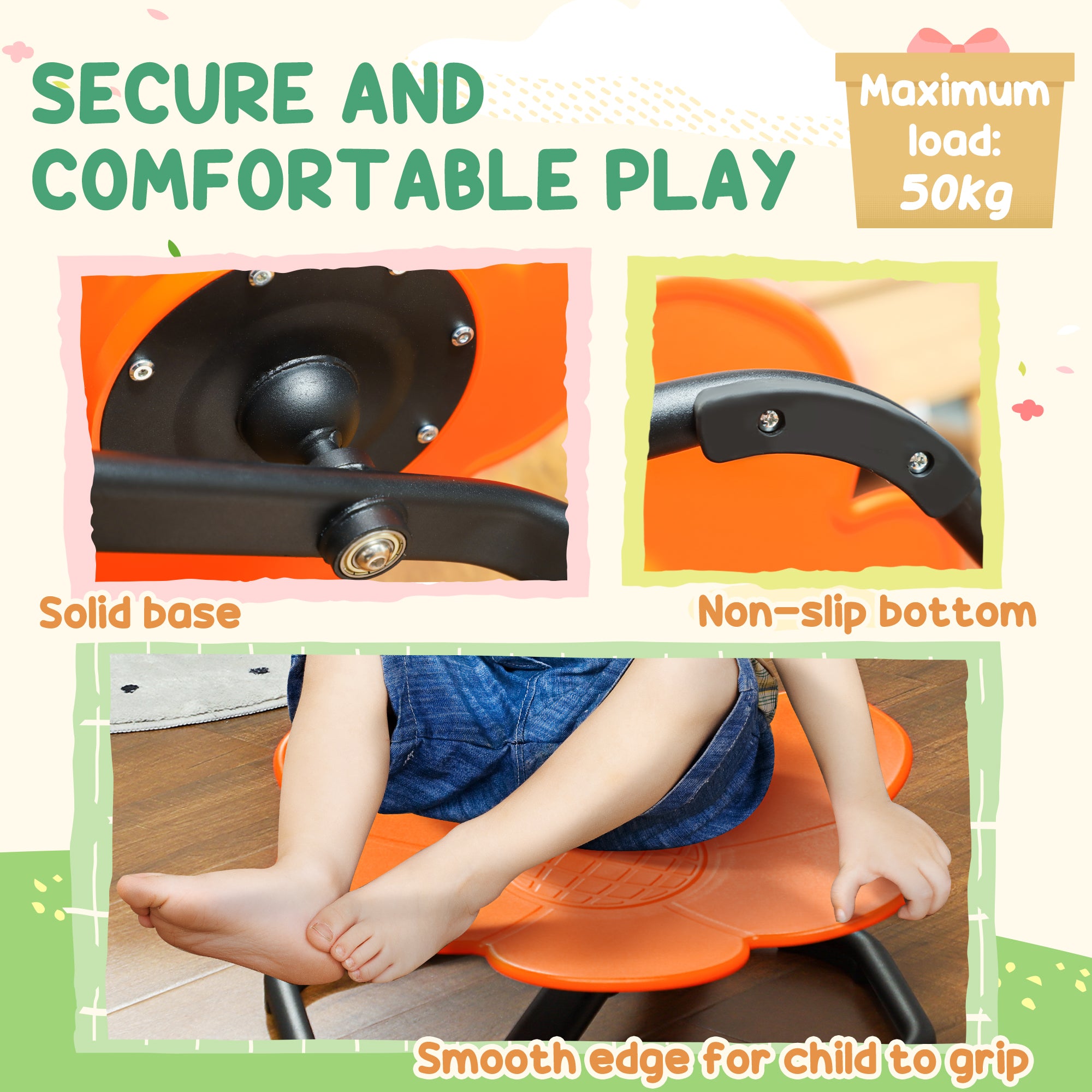 AIYAPLAY Sensory Spinning Chair for Autism Kids Coordination & Balance, Orange