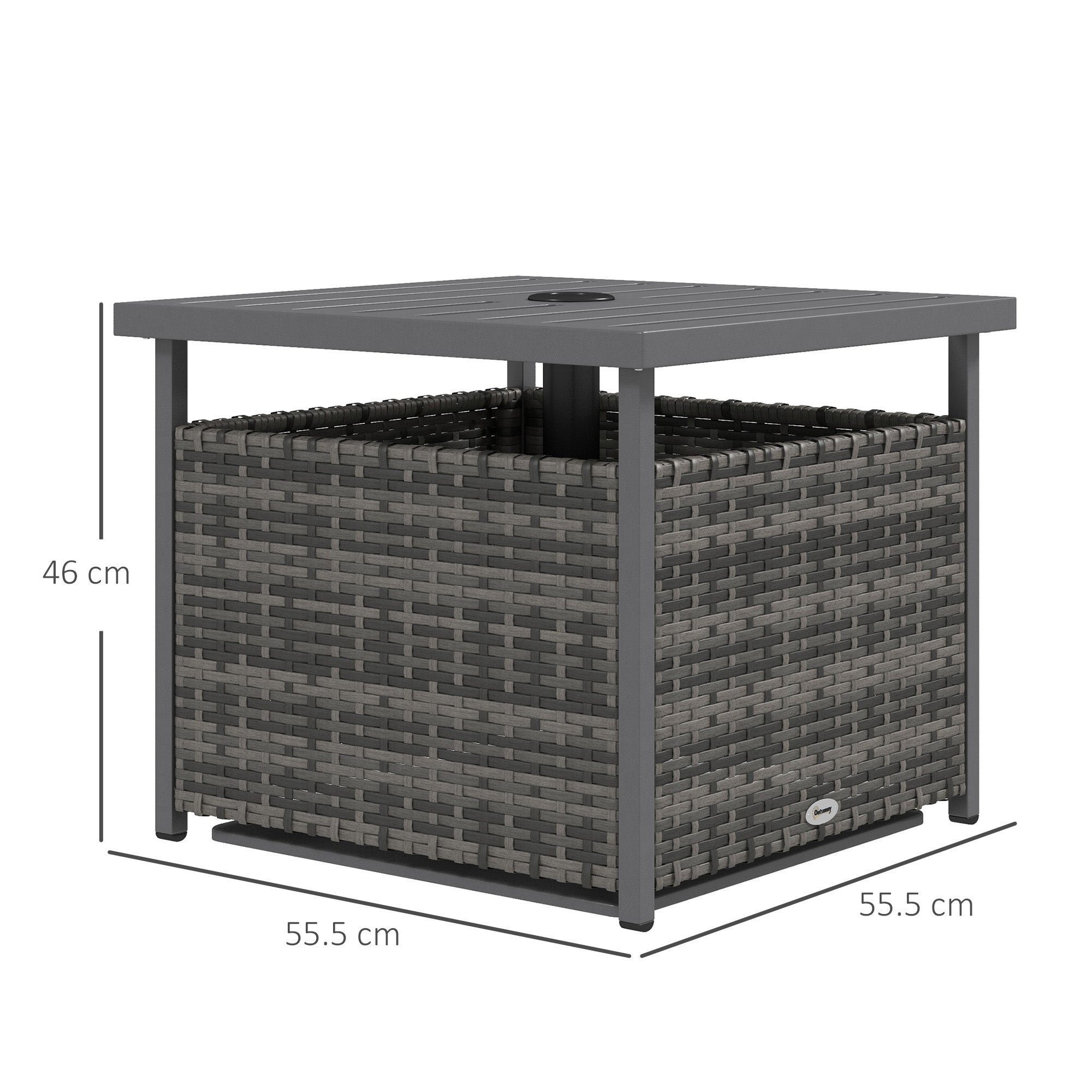 Outsunny Outdoor Rattan Wicker Coffee Table w/ Umbrella Hole Suitable for Garden Garden