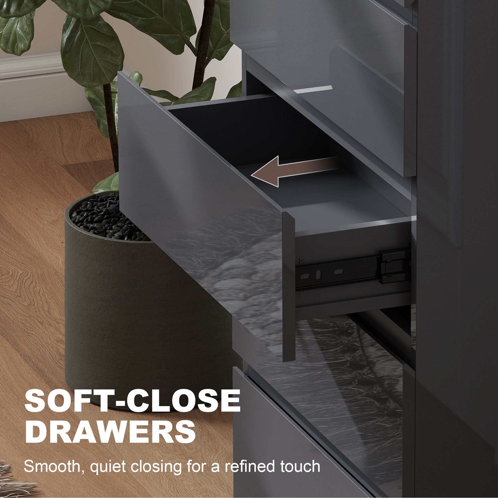HOMCOM High Gloss Chest of Drawers, 5-Drawer Storage Cabinets, Modern Dresser, Storage Drawer Unit for Bedroom