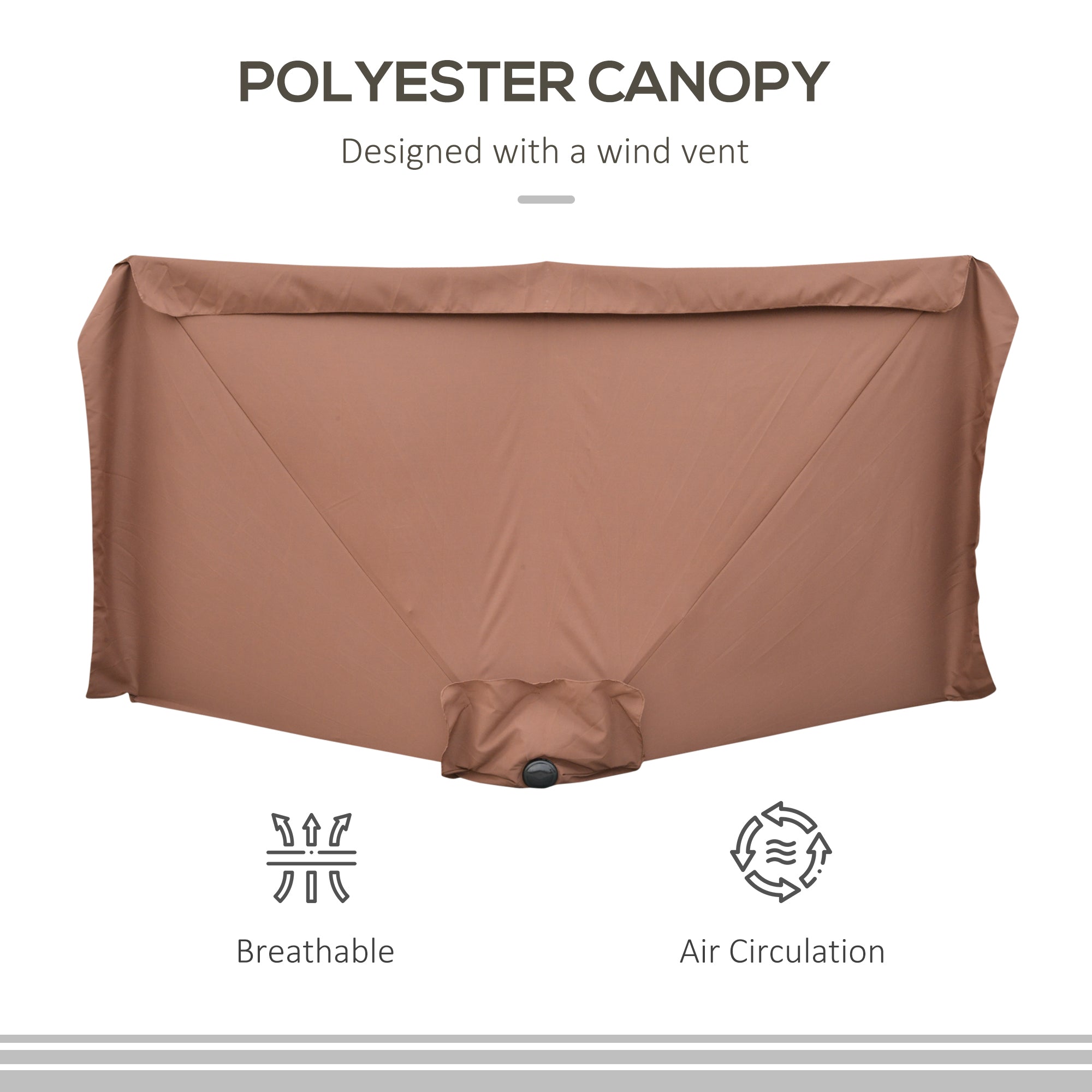 Outsunny 2.3m Half-Square Parasol, for Balconies and Walls - Brown - North Peak Garden Furniture