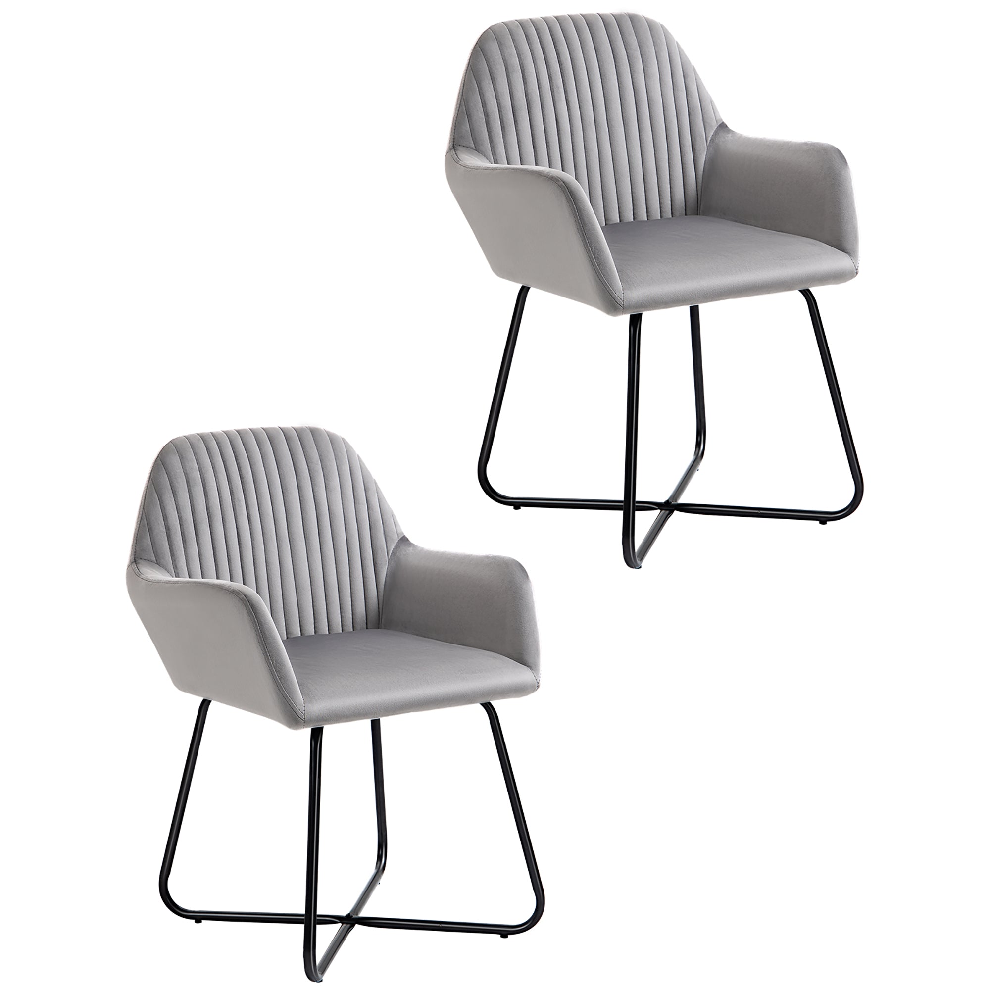 HOMCOM Velvet-Feel Plisse Back Accent Chair - Grey - North Peak Garden Furniture