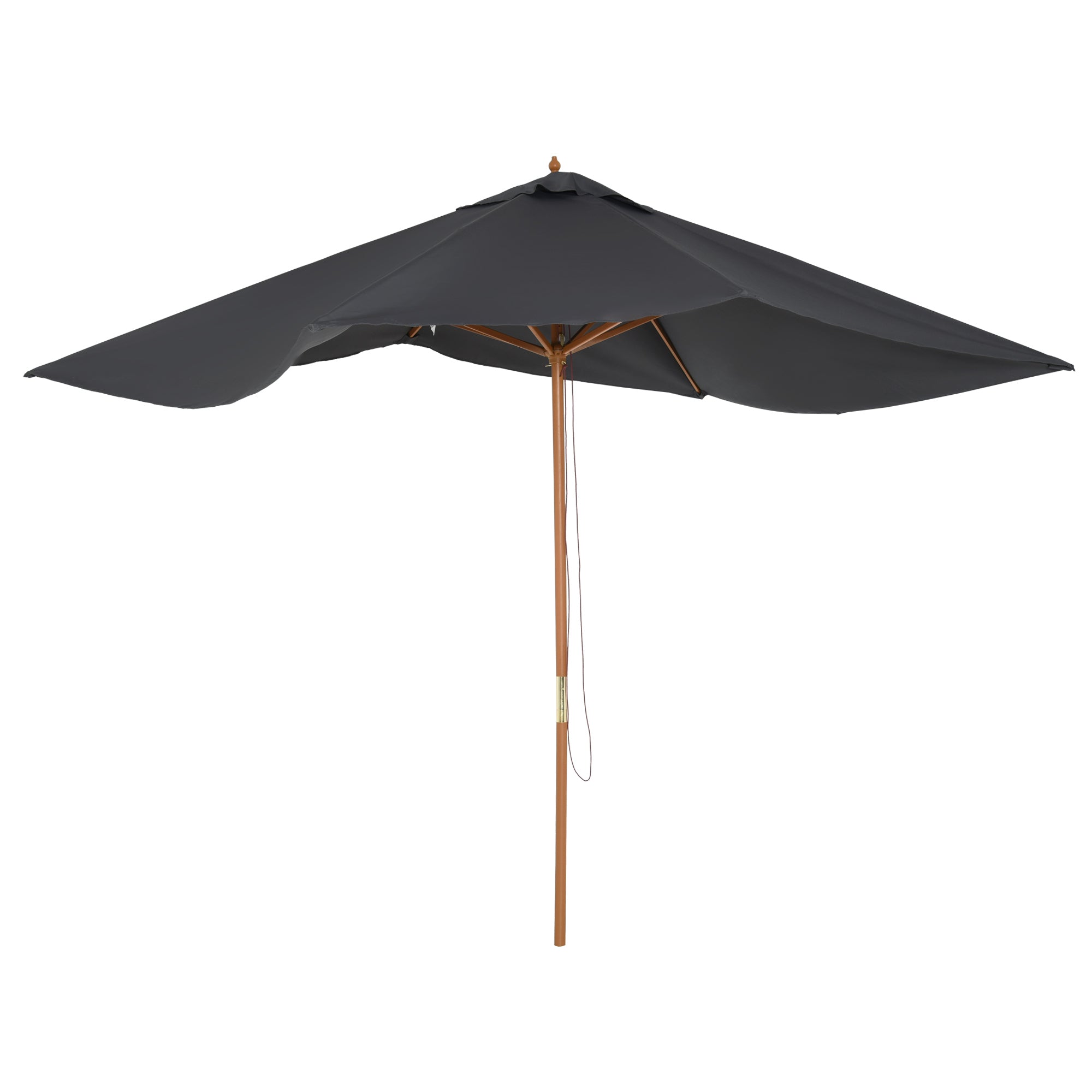 Outsunny 2 x 3m Wooden Garden Parasol Umbrella Outdoor Sun Shade Canopy, Dark Grey